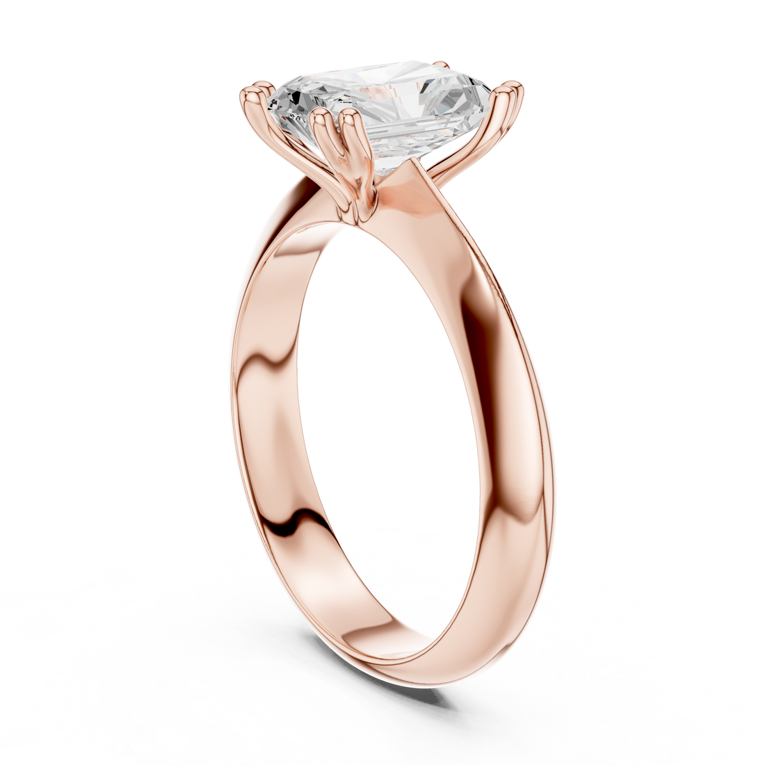 Radiant Cut Solitaire Engagement Ring with Plain Band
