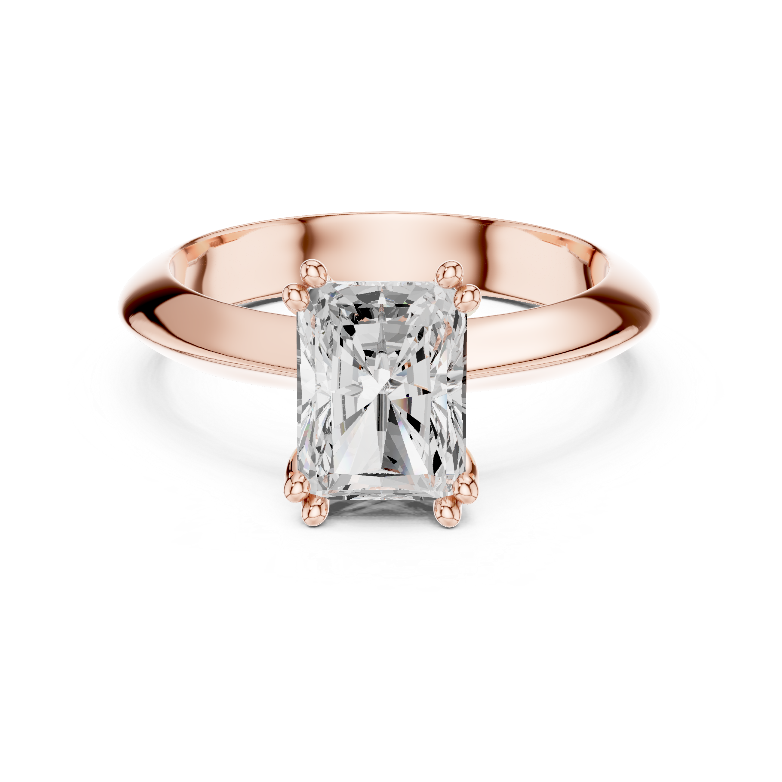 Radiant Cut Solitaire Engagement Ring with Plain Band