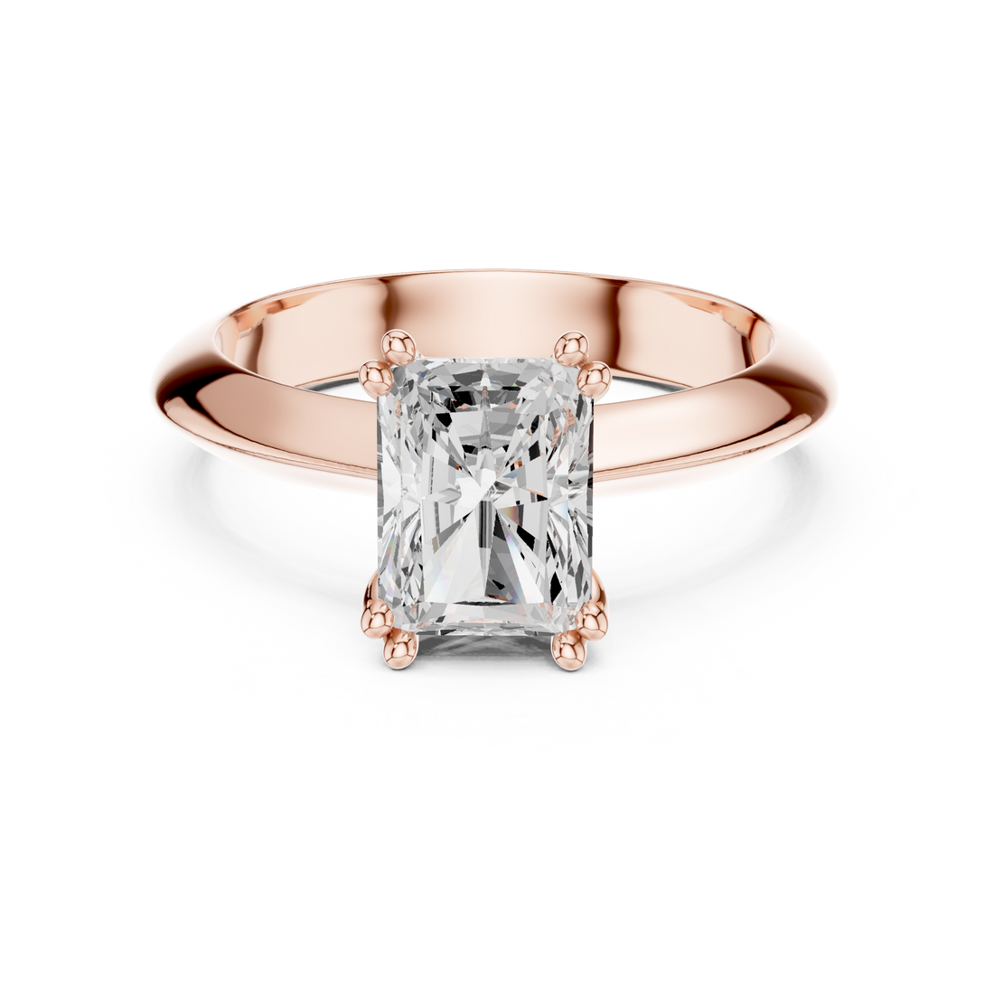 Radiant Cut Solitaire Engagement Ring with Plain Band