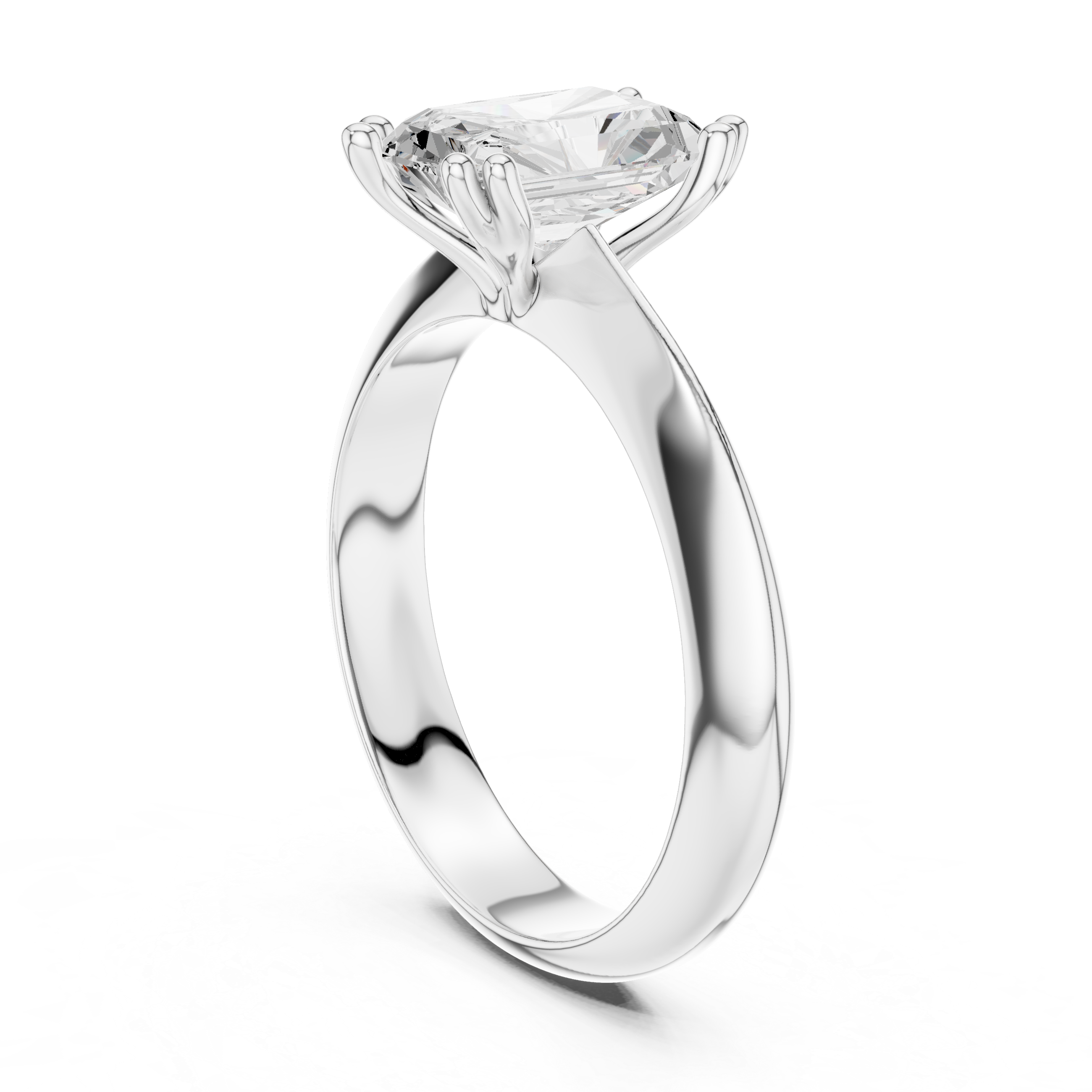 Radiant Cut Solitaire Engagement Ring with Plain Band