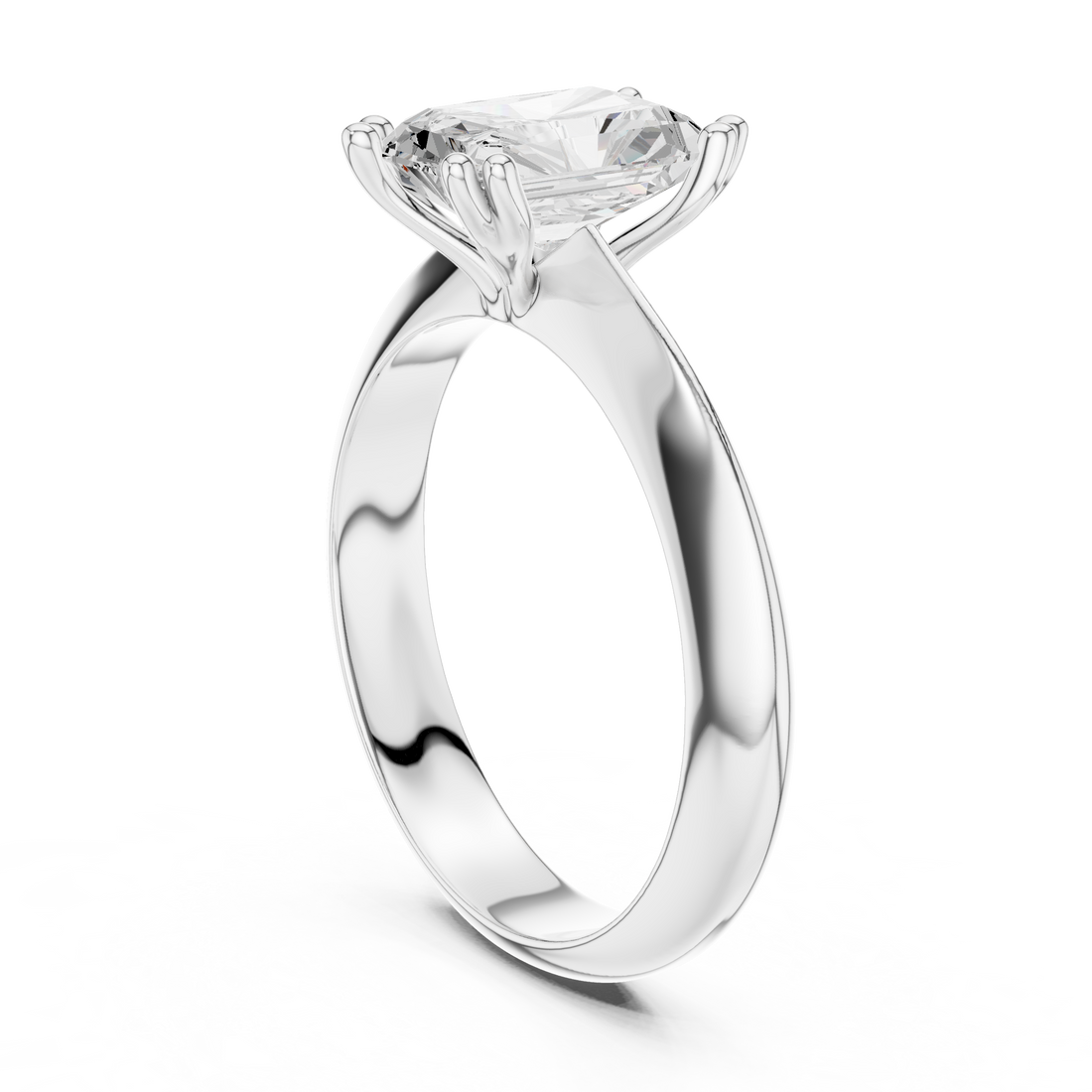 Radiant Cut Solitaire Engagement Ring with Plain Band