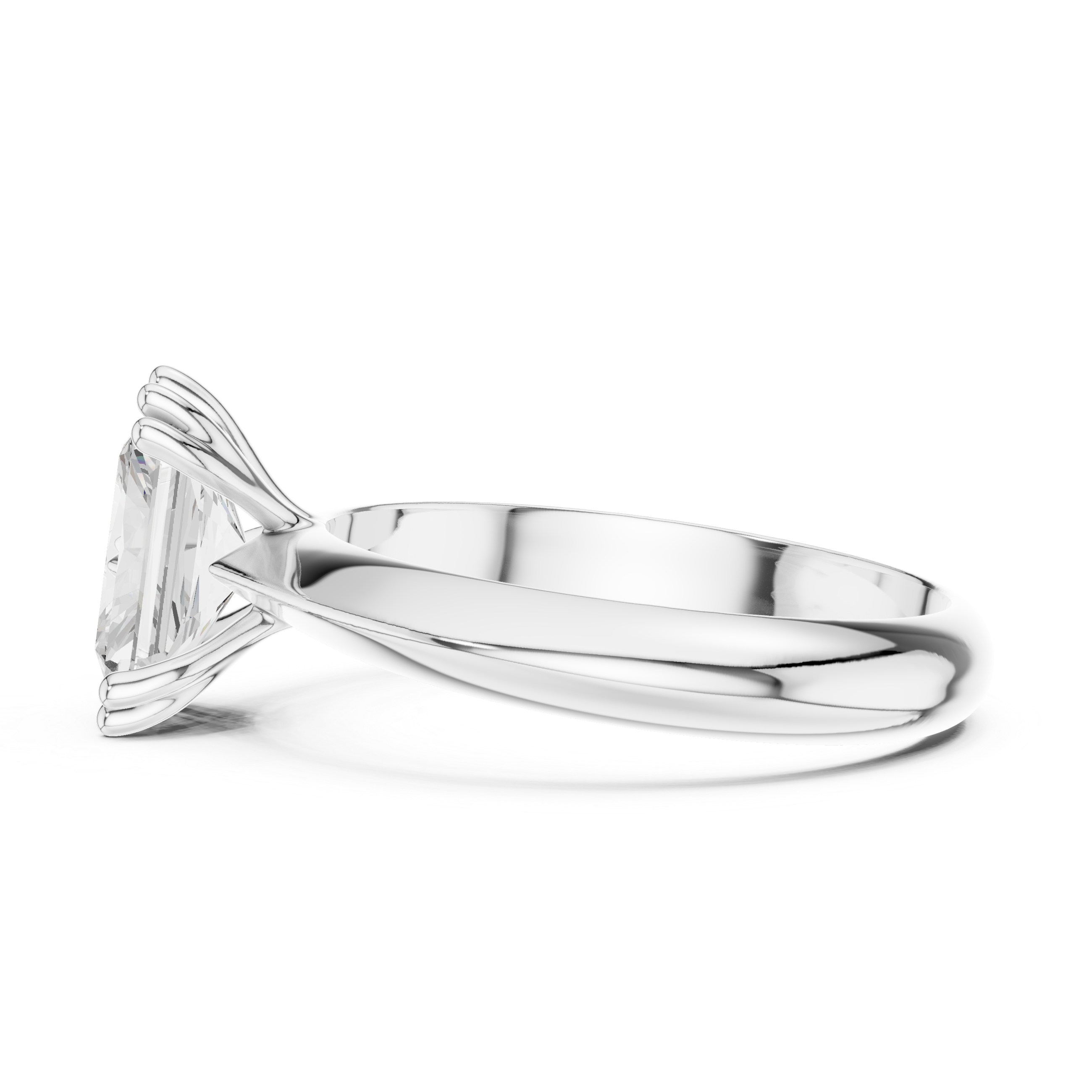 Radiant Cut Solitaire Engagement Ring with Plain Band