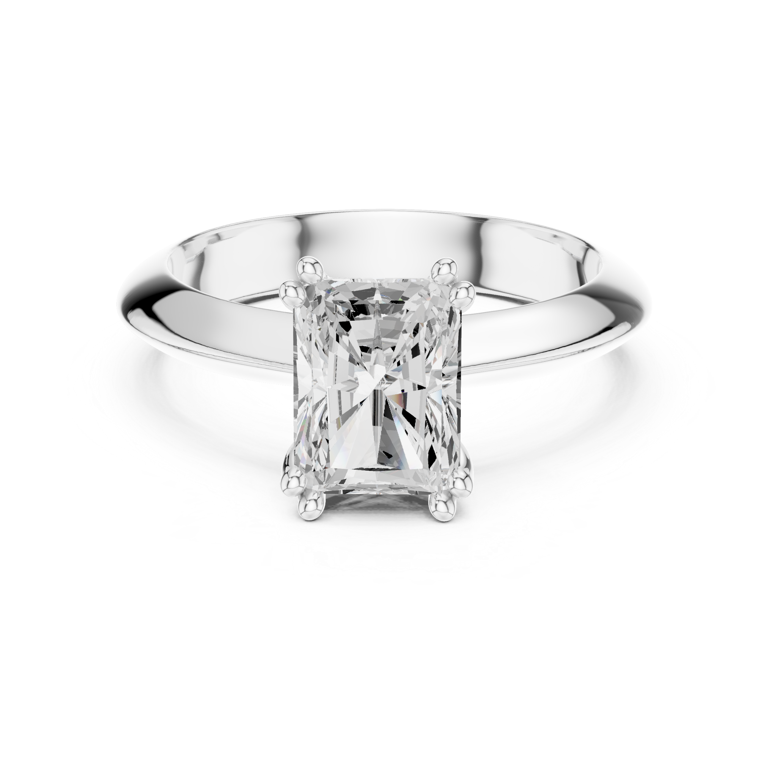 Radiant Cut Solitaire Engagement Ring with Plain Band