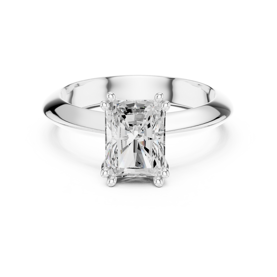 Radiant Cut Solitaire Engagement Ring with Plain Band