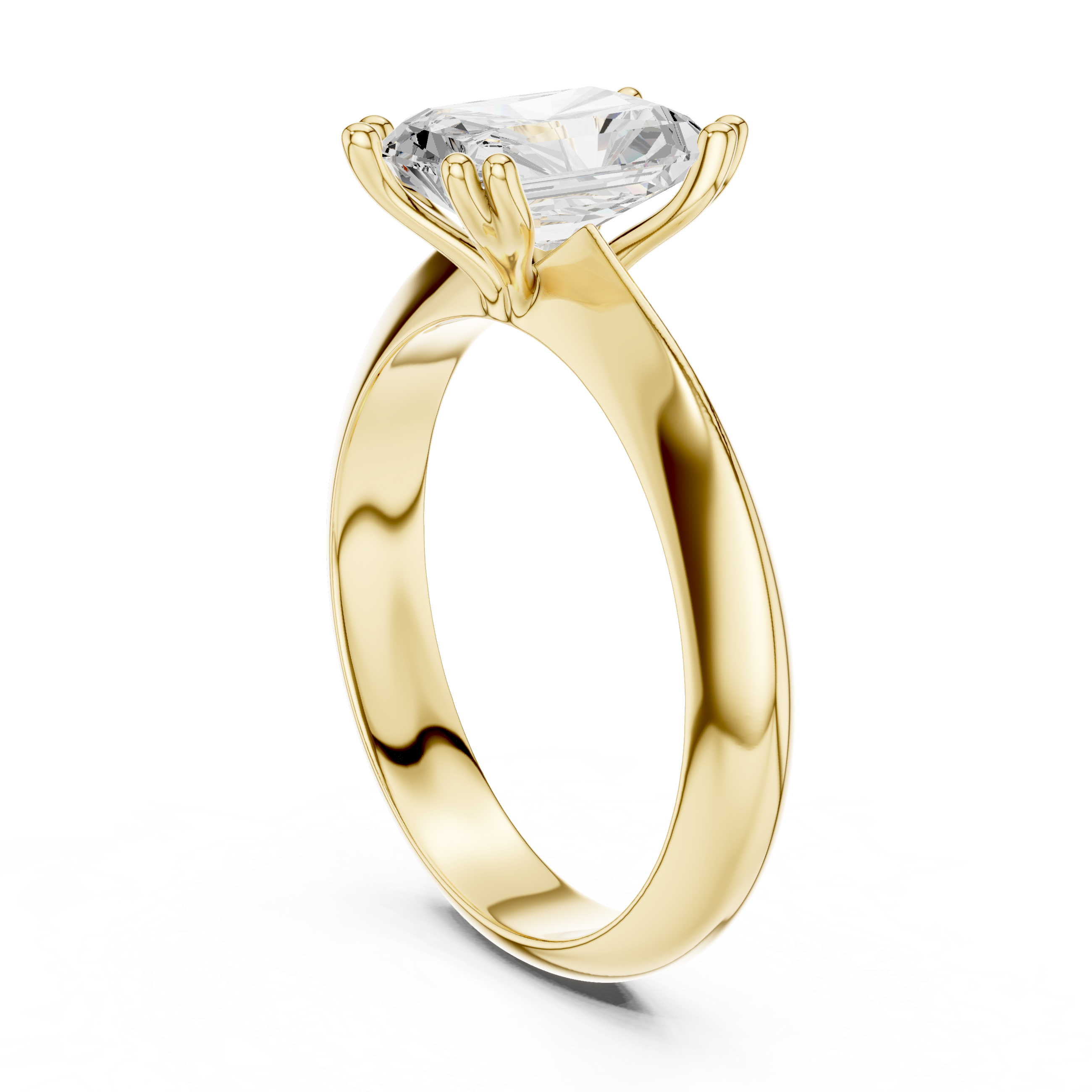 Radiant Cut Solitaire Engagement Ring with Plain Band