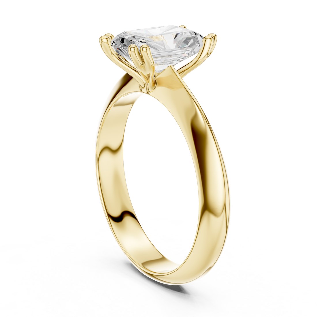 Radiant Cut Solitaire Engagement Ring with Plain Band