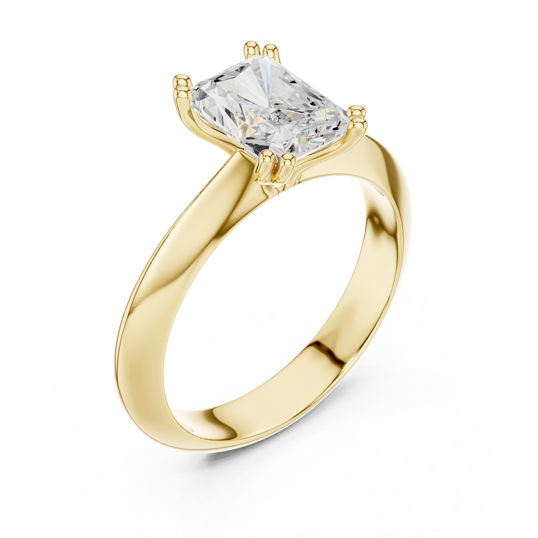 Radiant Cut Solitaire Engagement Ring with Plain Band