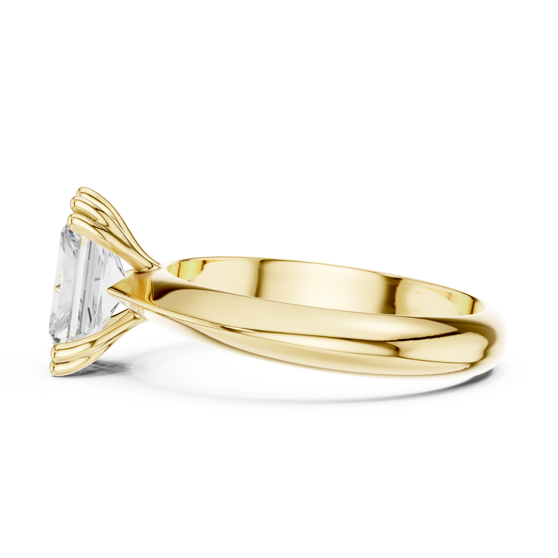 Radiant Cut Solitaire Engagement Ring with Plain Band