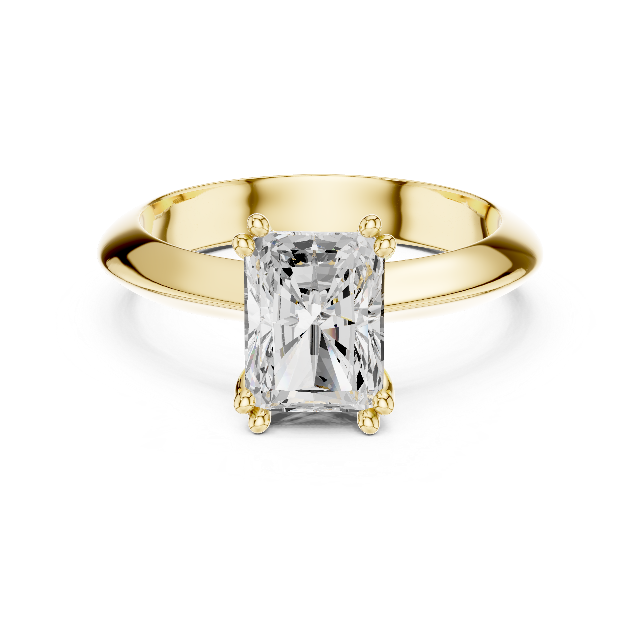 Radiant Cut Solitaire Engagement Ring with Plain Band