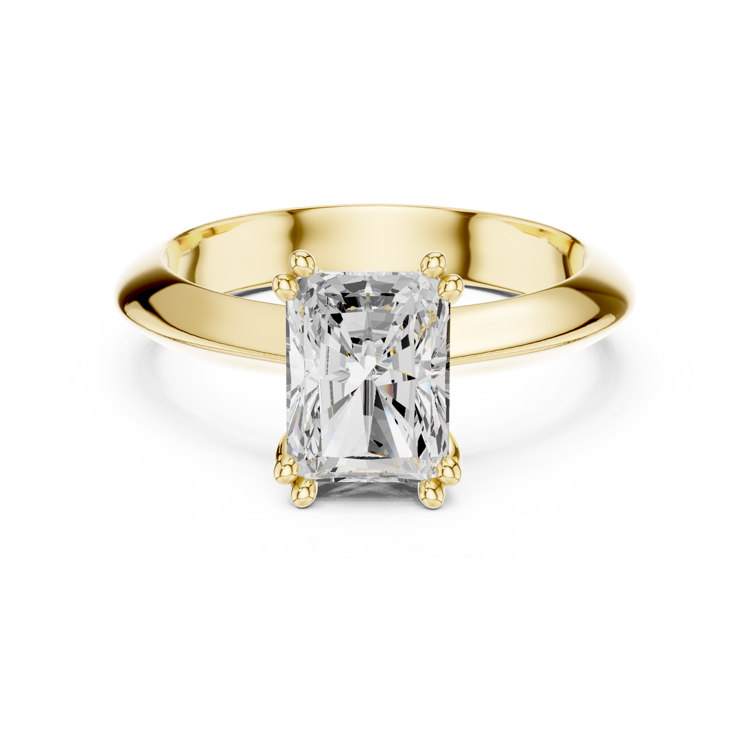 Radiant Cut Solitaire Engagement Ring with Plain Band