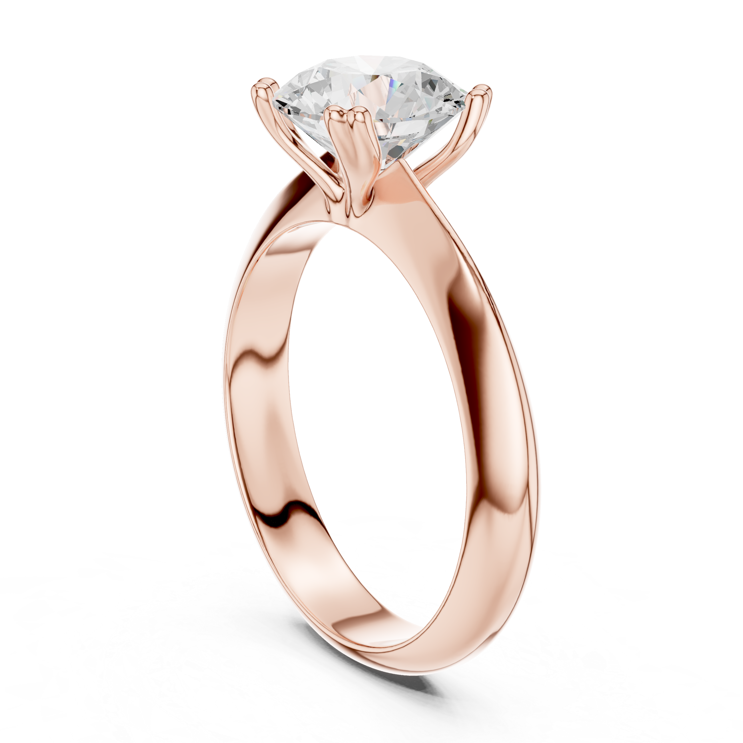 Round Cut Solitaire Engagement Ring with Plain Band