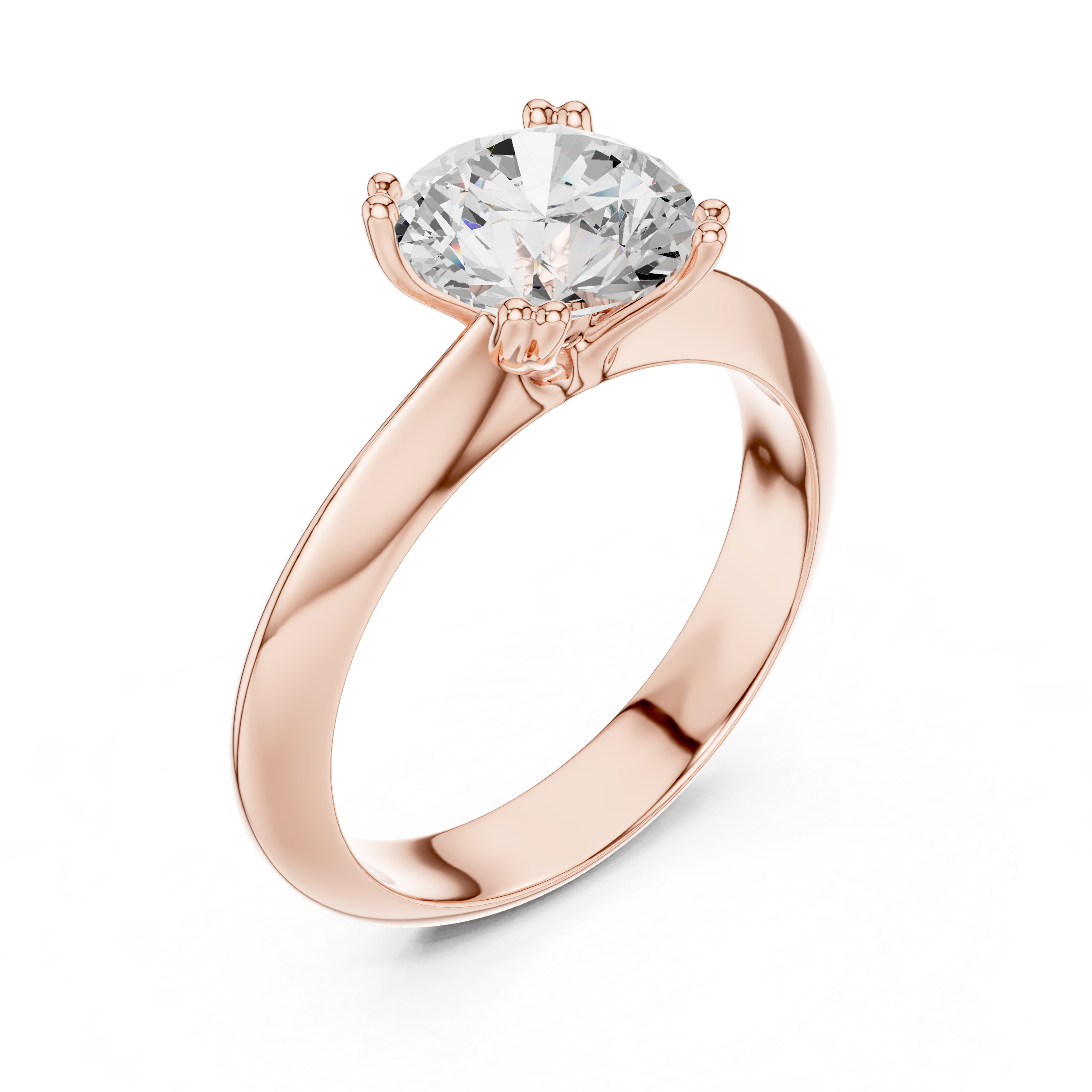 Round Cut Solitaire Engagement Ring with Plain Band