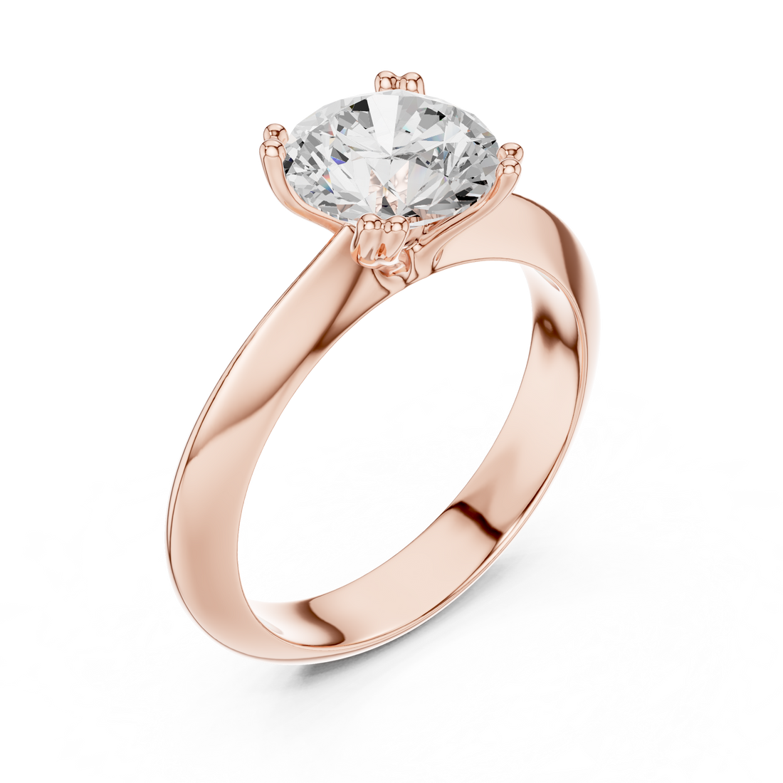 Round Cut Solitaire Engagement Ring with Plain Band
