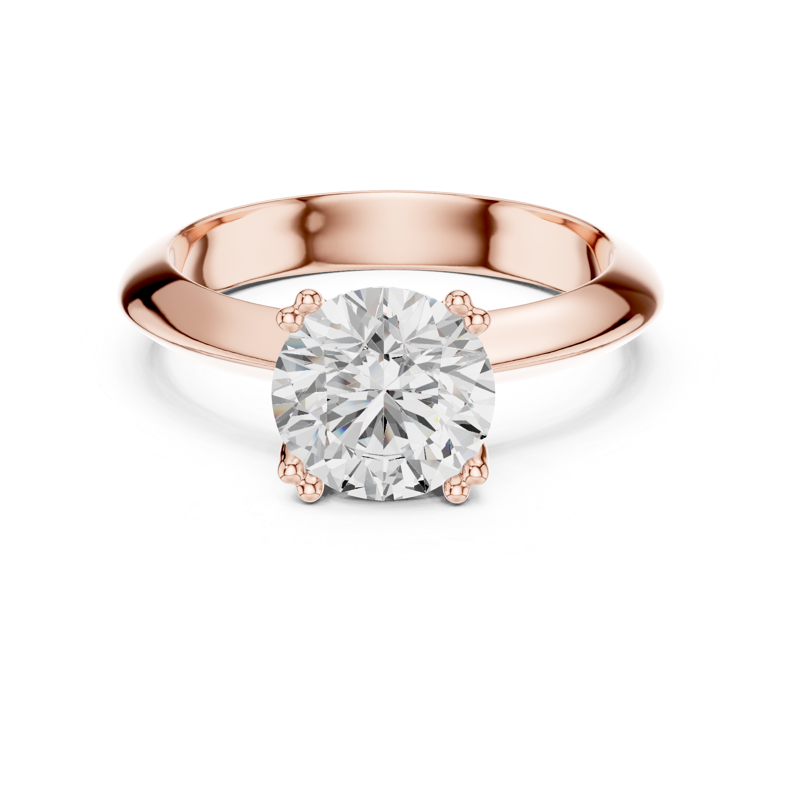 Round Cut Solitaire Engagement Ring with Plain Band