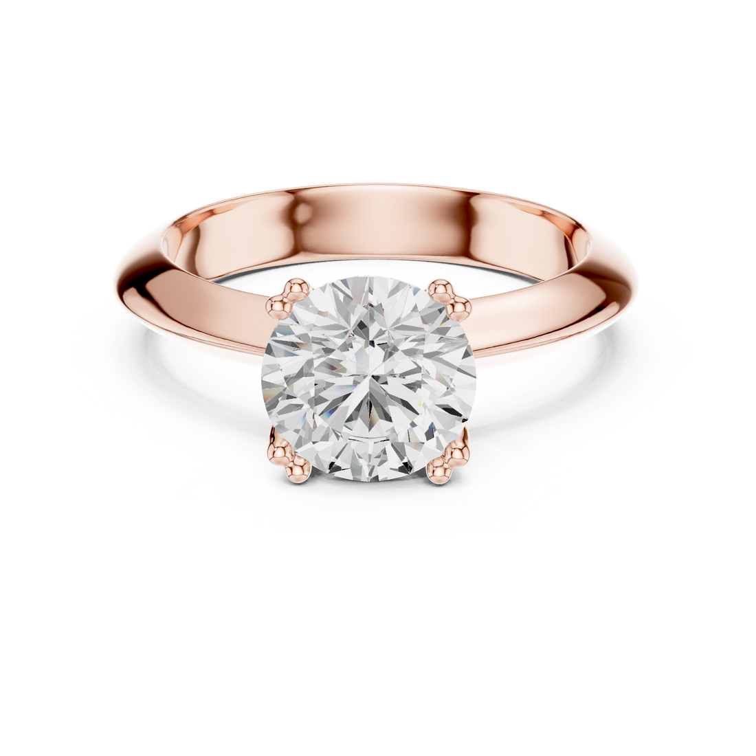 Round Cut Solitaire Engagement Ring with Plain Band