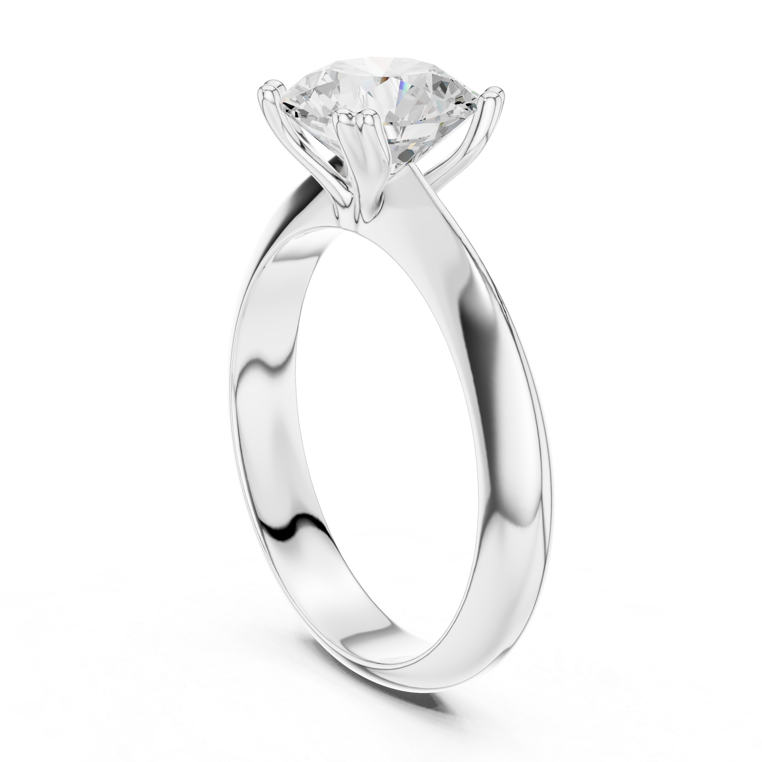 Round Cut Solitaire Engagement Ring with Plain Band