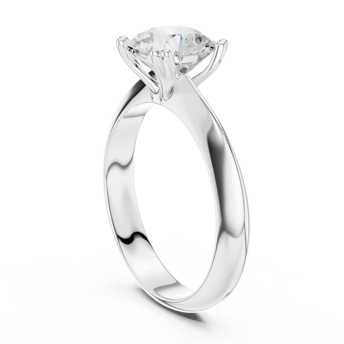 Round Cut Solitaire Engagement Ring with Plain Band