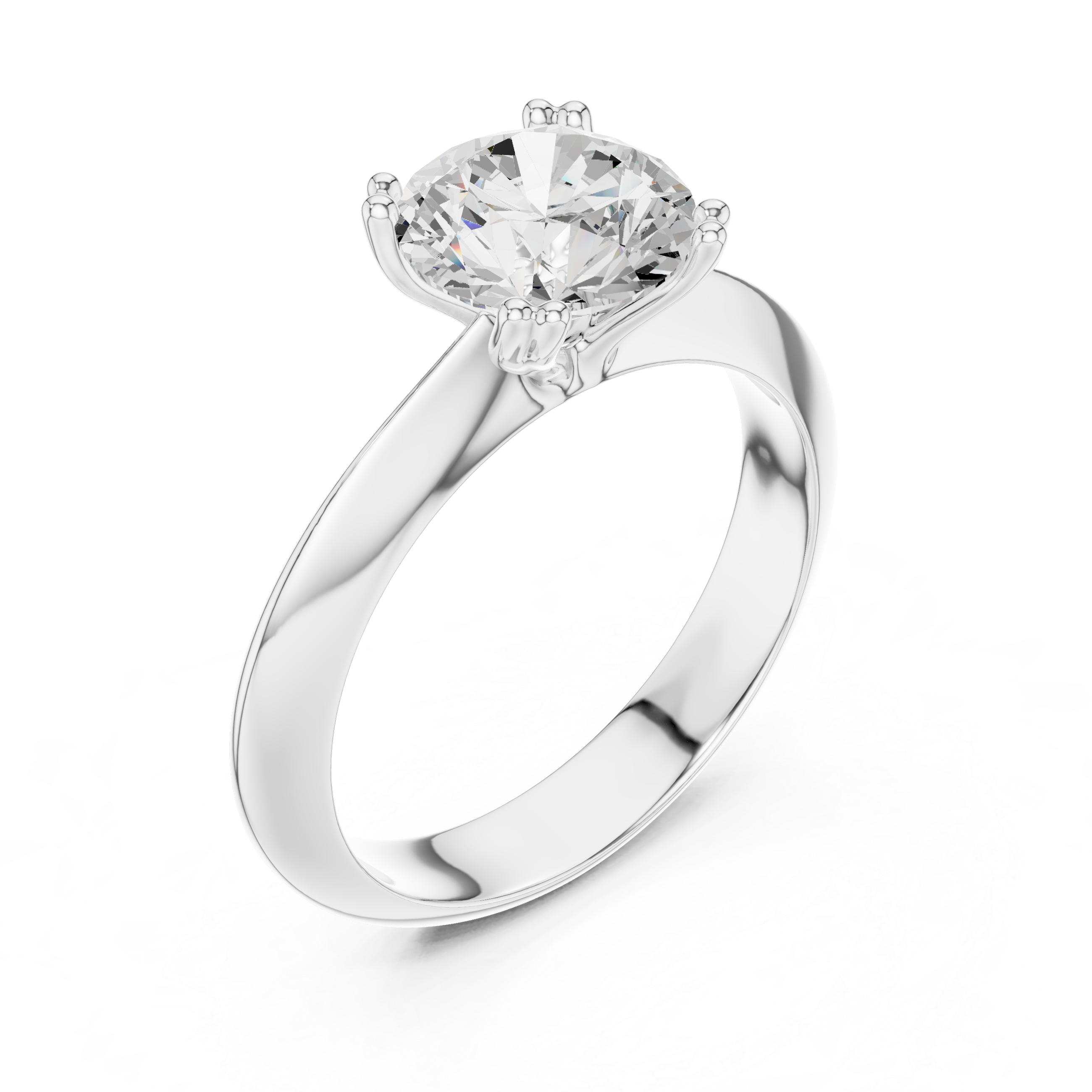 Round Cut Solitaire Engagement Ring with Plain Band