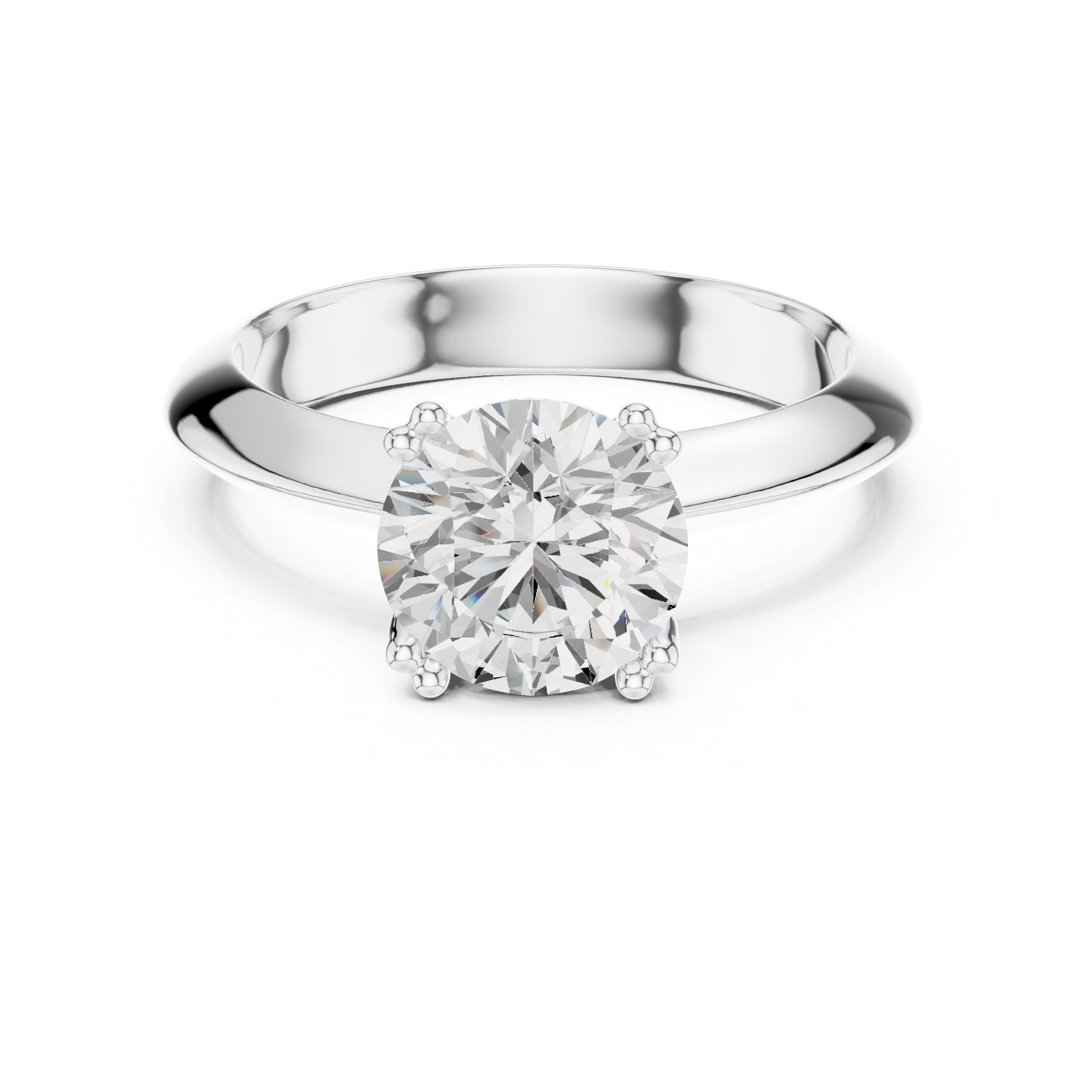 Round Cut Solitaire Engagement Ring with Plain Band