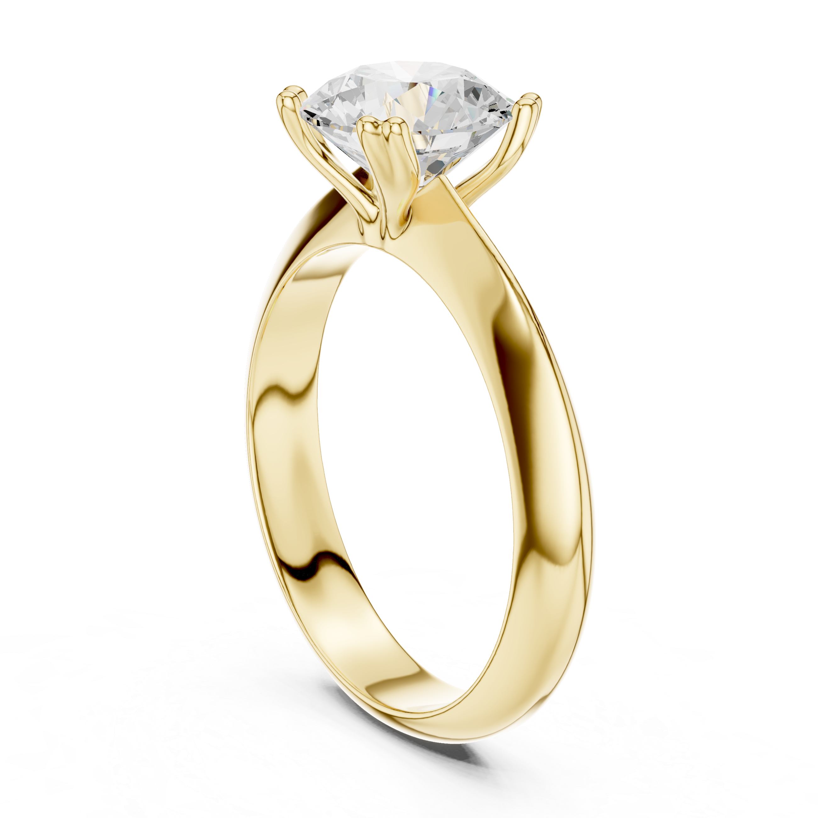 Round Cut Solitaire Engagement Ring with Plain Band