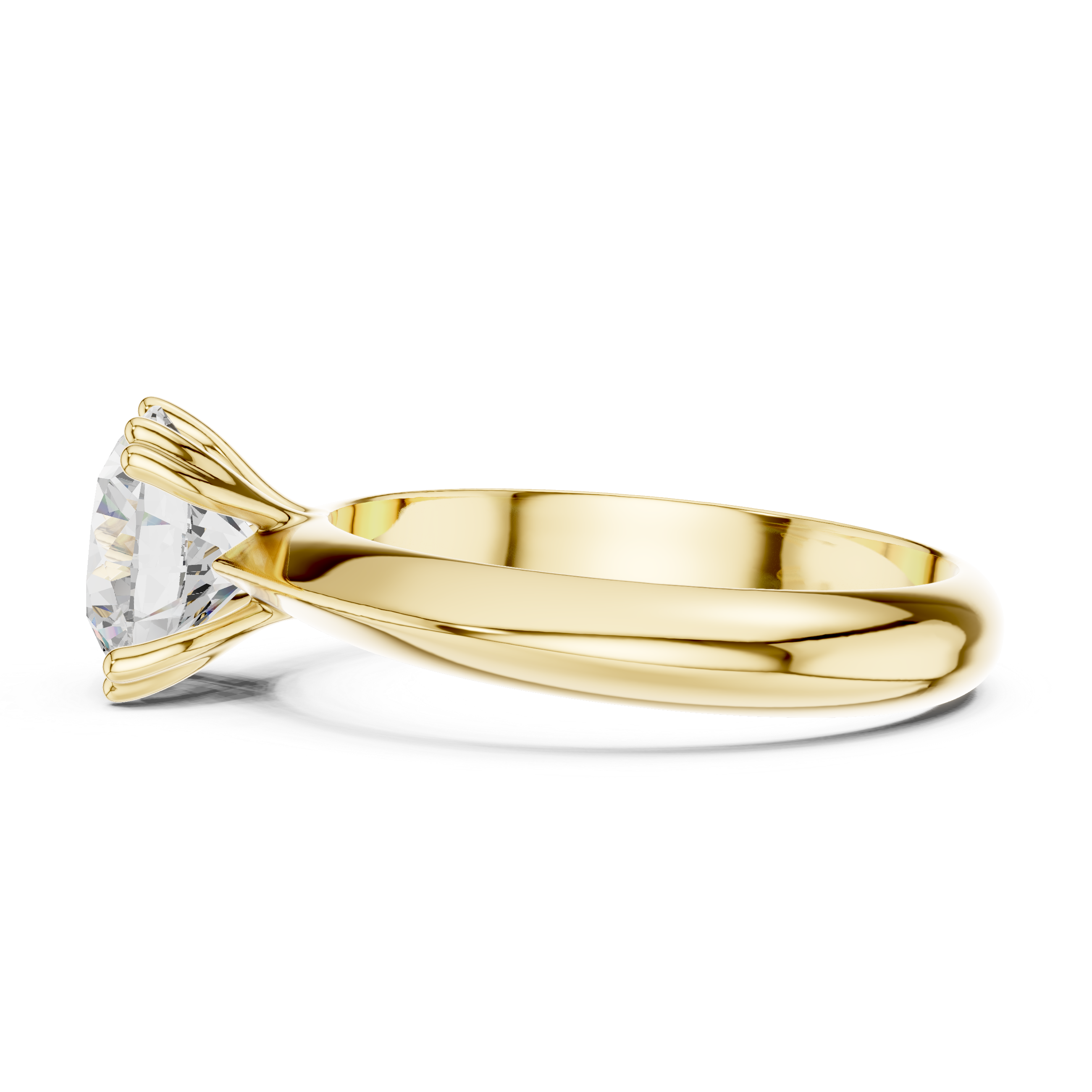 Round Cut Solitaire Engagement Ring with Plain Band