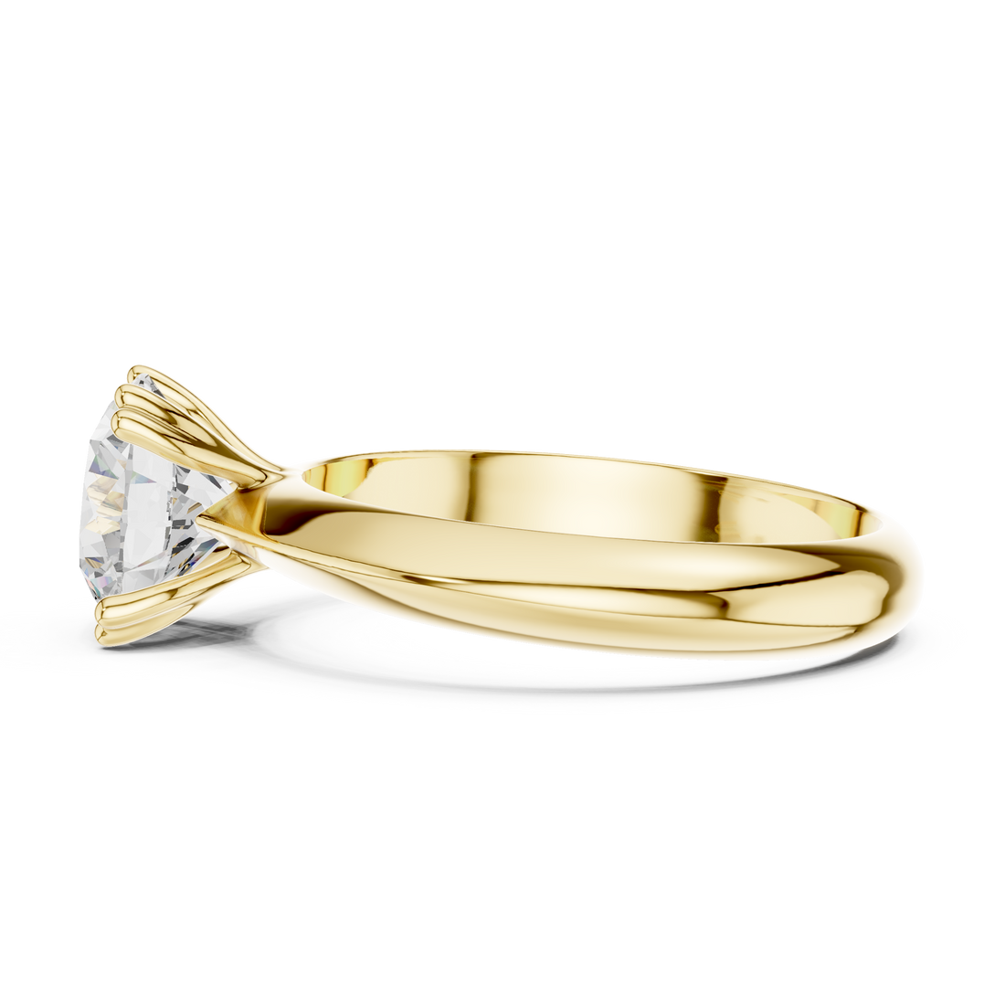 Round Cut Solitaire Engagement Ring with Plain Band