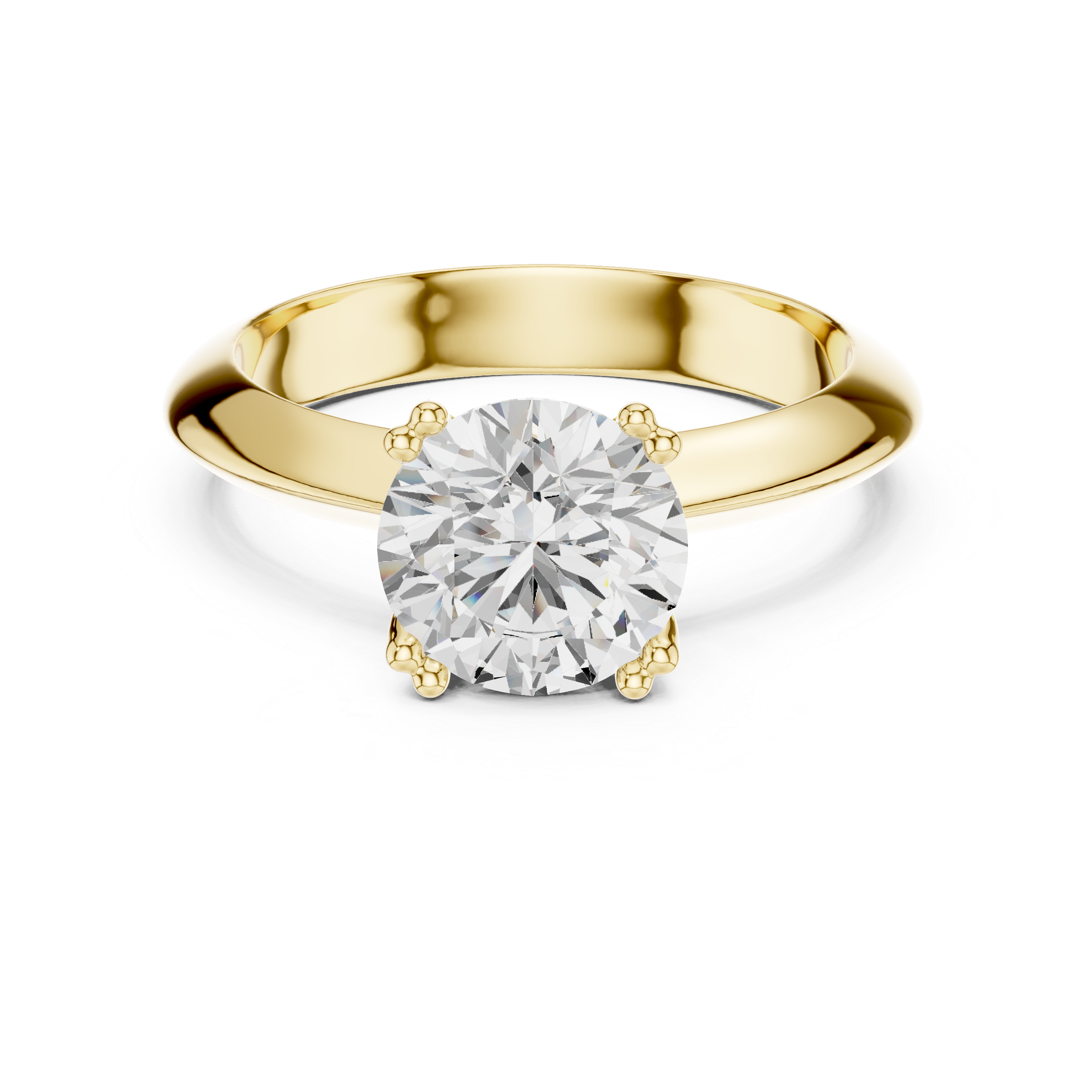 Round Cut Solitaire Engagement Ring with Plain Band