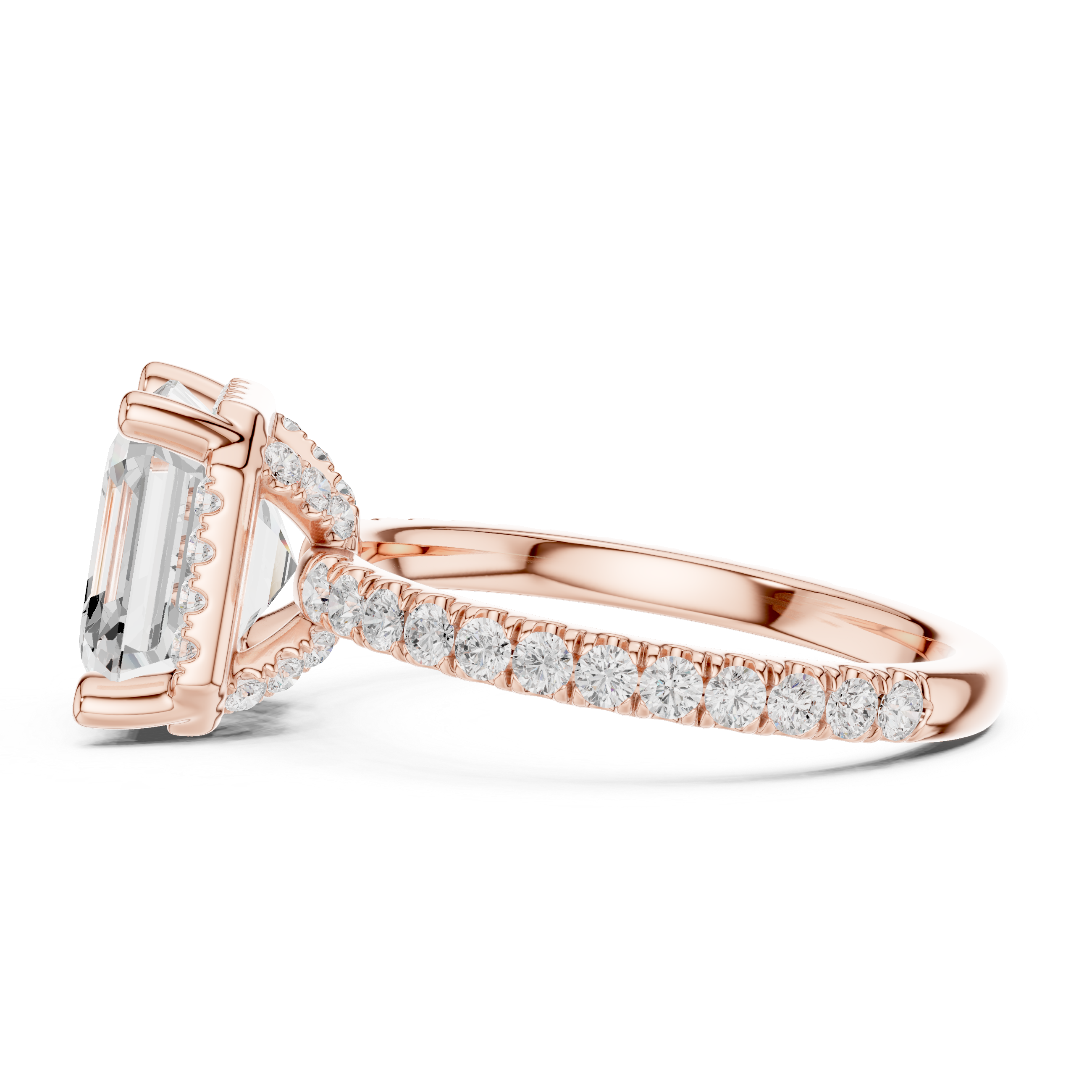 Asscher Cut Engagement Ring with Hidden Halo