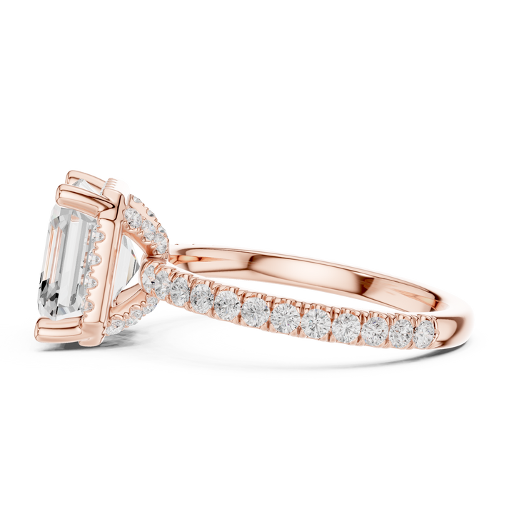 Asscher Cut Engagement Ring with Hidden Halo
