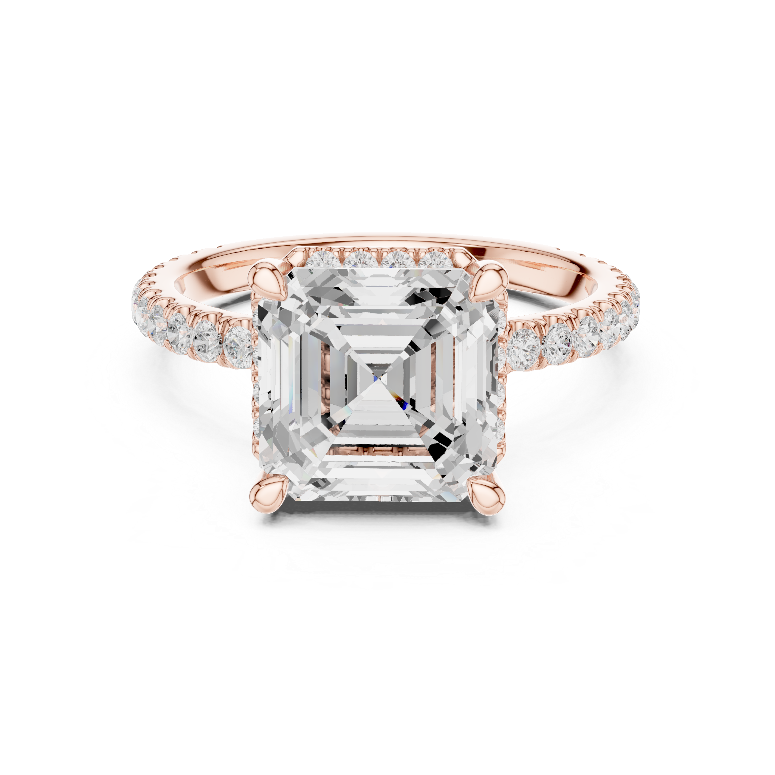 Asscher Cut Engagement Ring with Hidden Halo