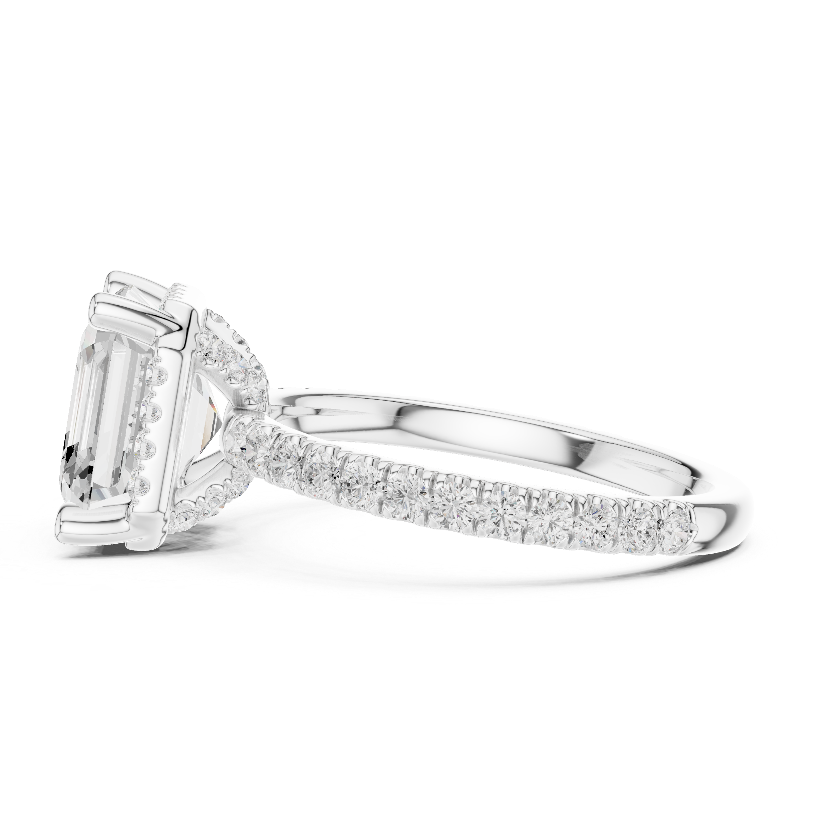 Asscher Cut Engagement Ring with Hidden Halo