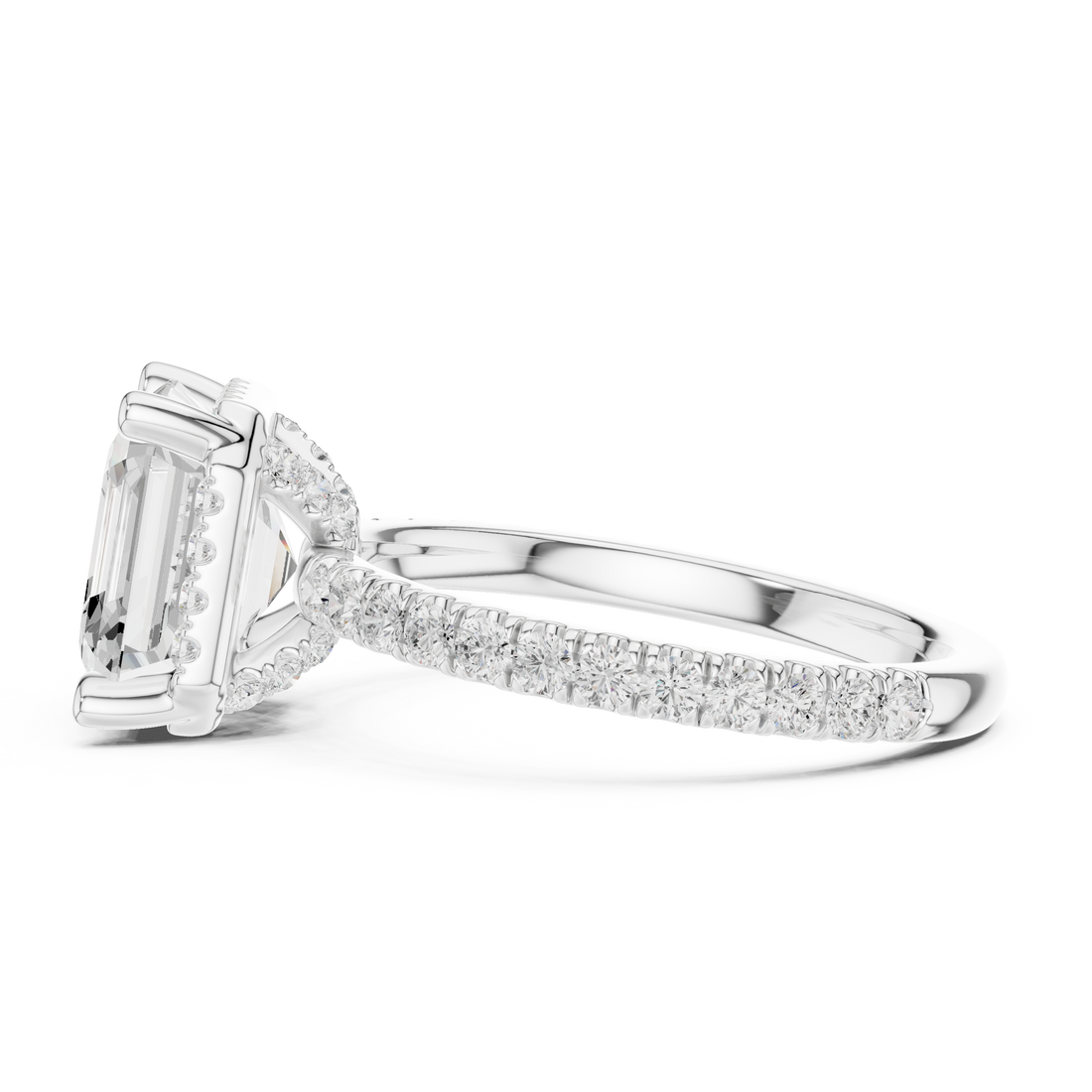 Asscher Cut Engagement Ring with Hidden Halo