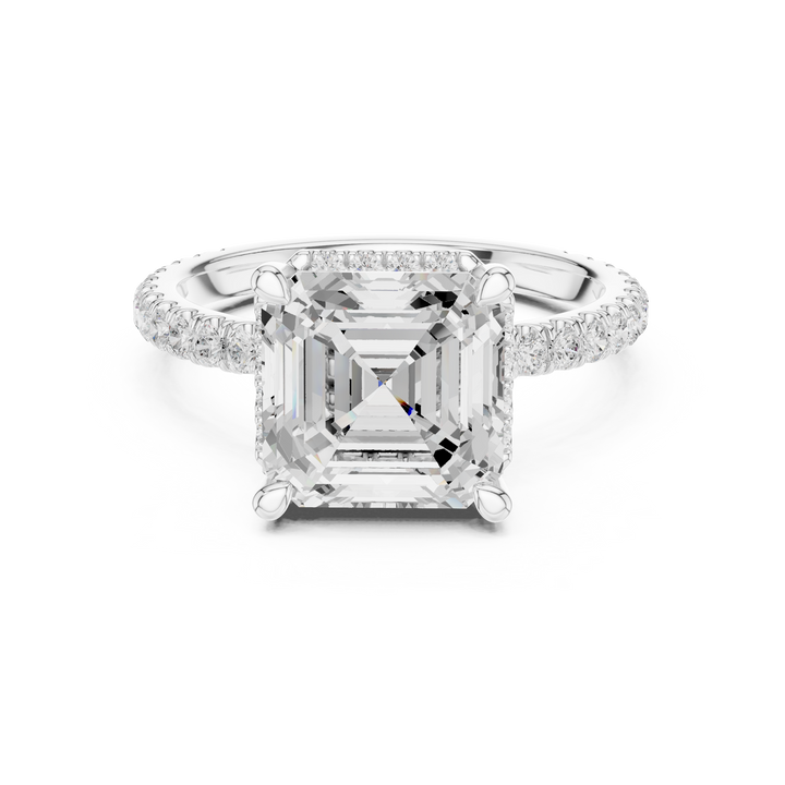 Asscher Cut Engagement Ring with Hidden Halo