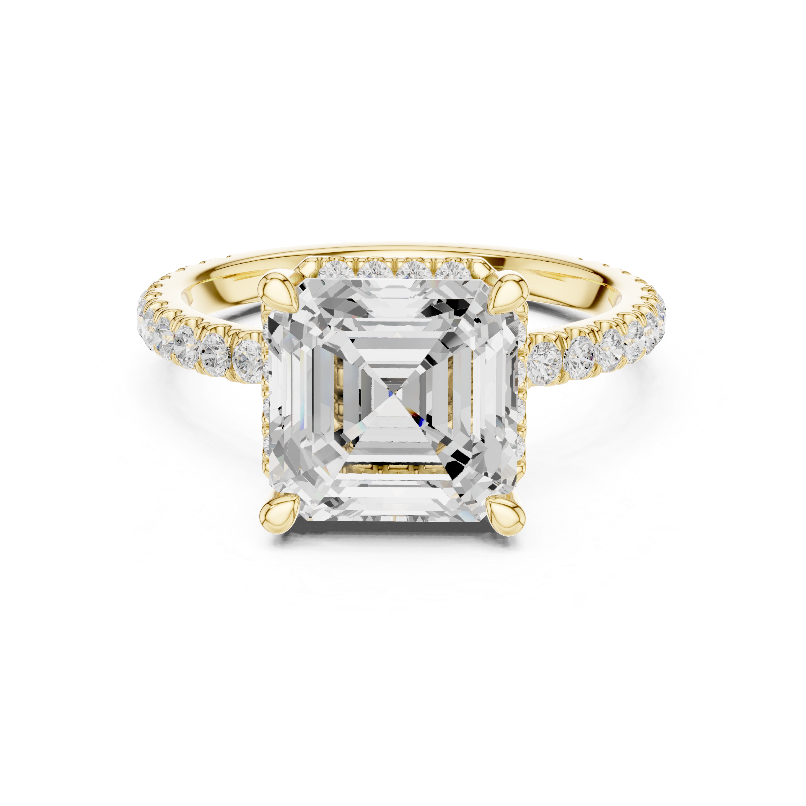 Asscher Cut Engagement Ring with Hidden Halo