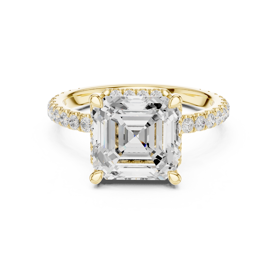 Asscher Cut Engagement Ring with Hidden Halo