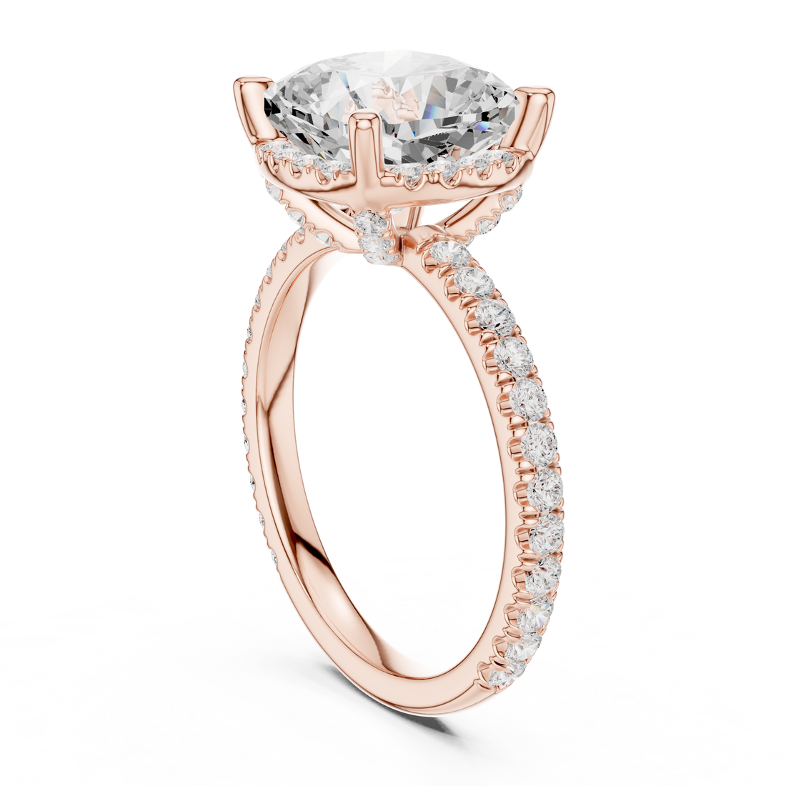 Cushion Cut Engagement Ring with Hidden Halo
