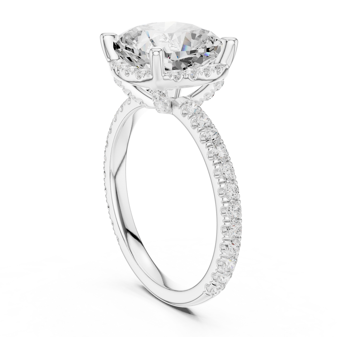 Cushion Cut Engagement Ring with Hidden Halo