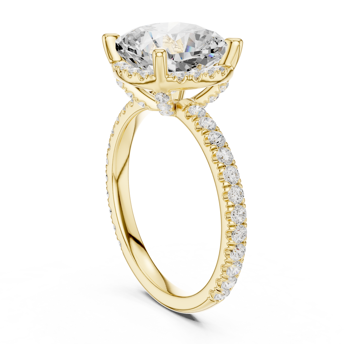 Cushion Cut Engagement Ring with Hidden Halo