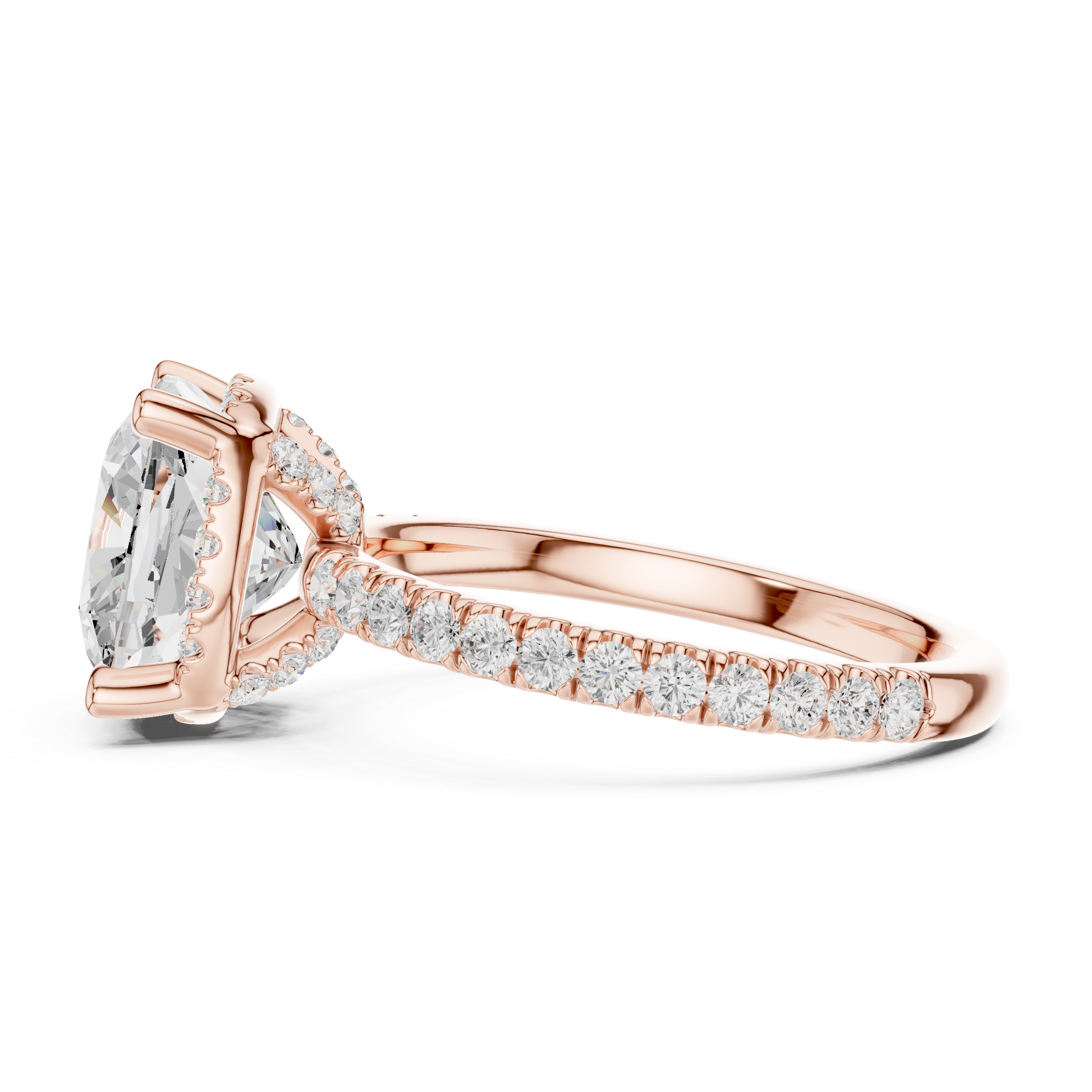 Cushion Cut Engagement Ring with Hidden Halo