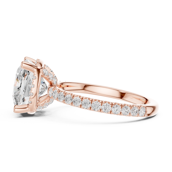Cushion Cut Engagement Ring with Hidden Halo