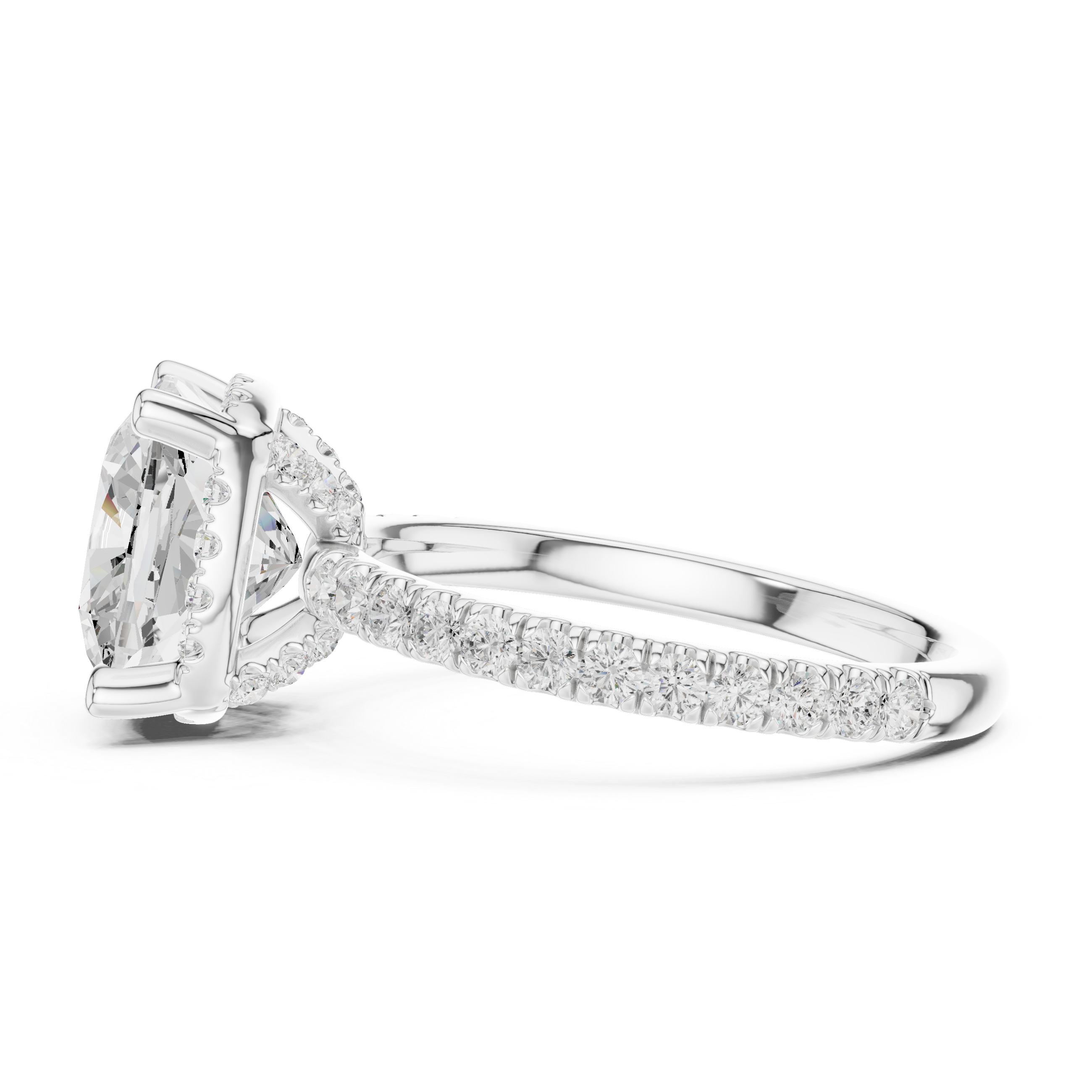 Cushion Cut Engagement Ring with Hidden Halo