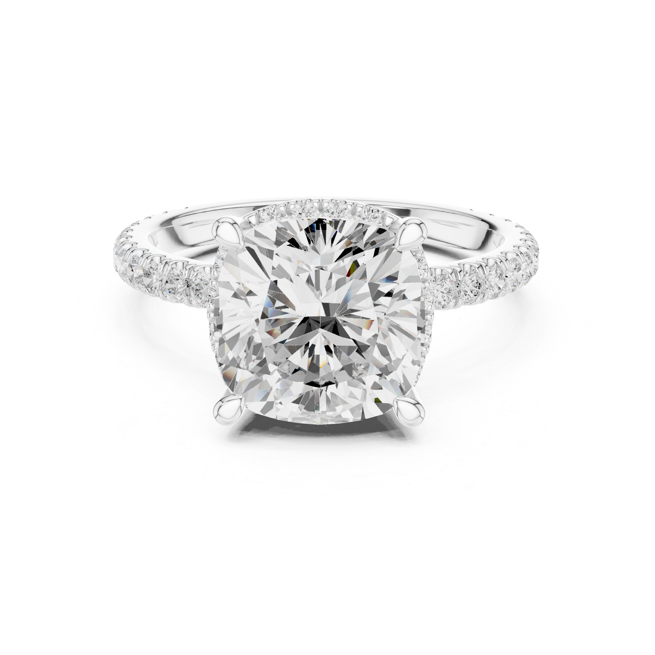 Cushion Cut Engagement Ring with Hidden Halo