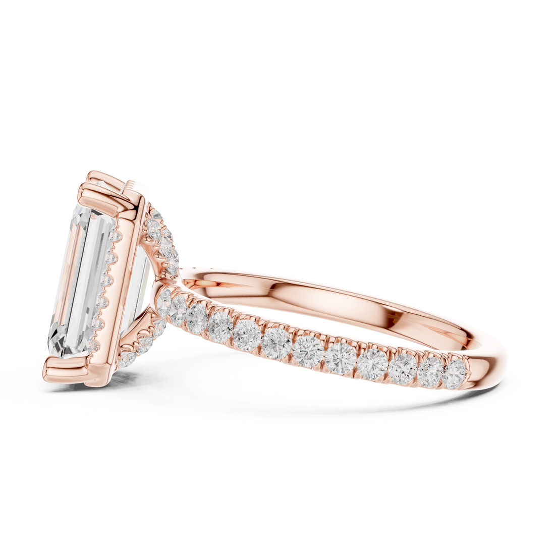 Emerald Cut Engagement Ring with Hidden Halo