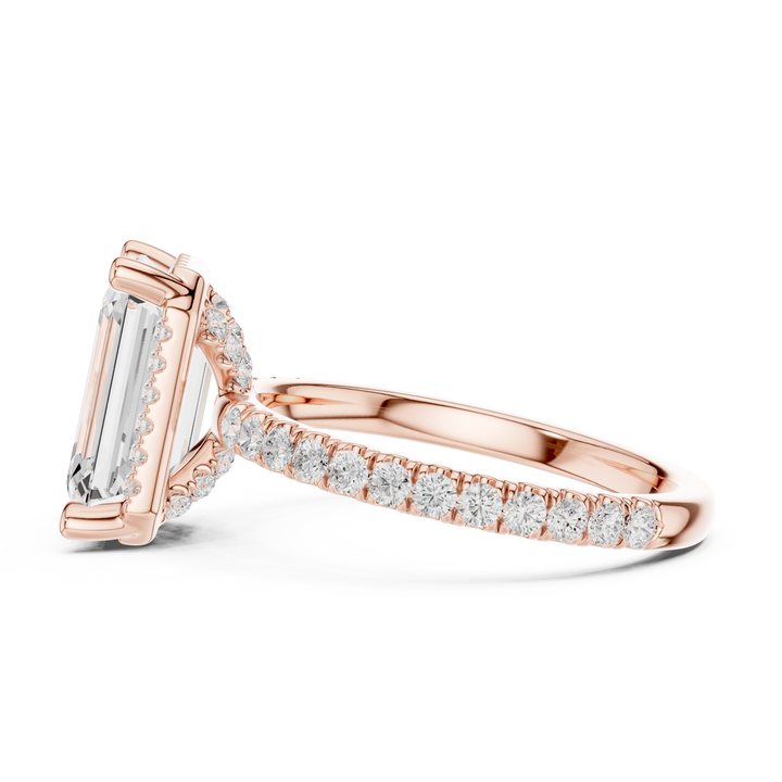 Emerald Cut Engagement Ring with Hidden Halo