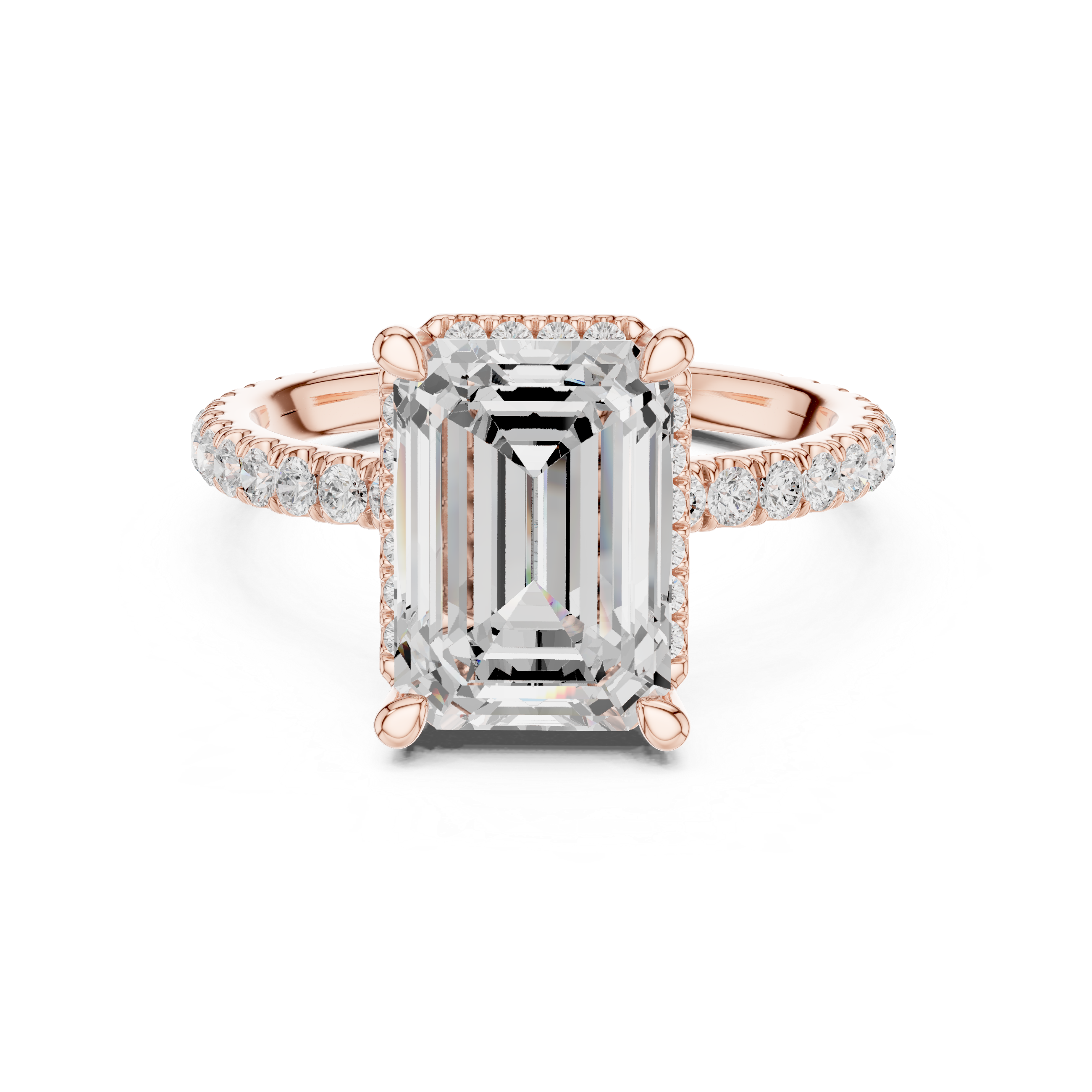 Emerald Cut Engagement Ring with Hidden Halo