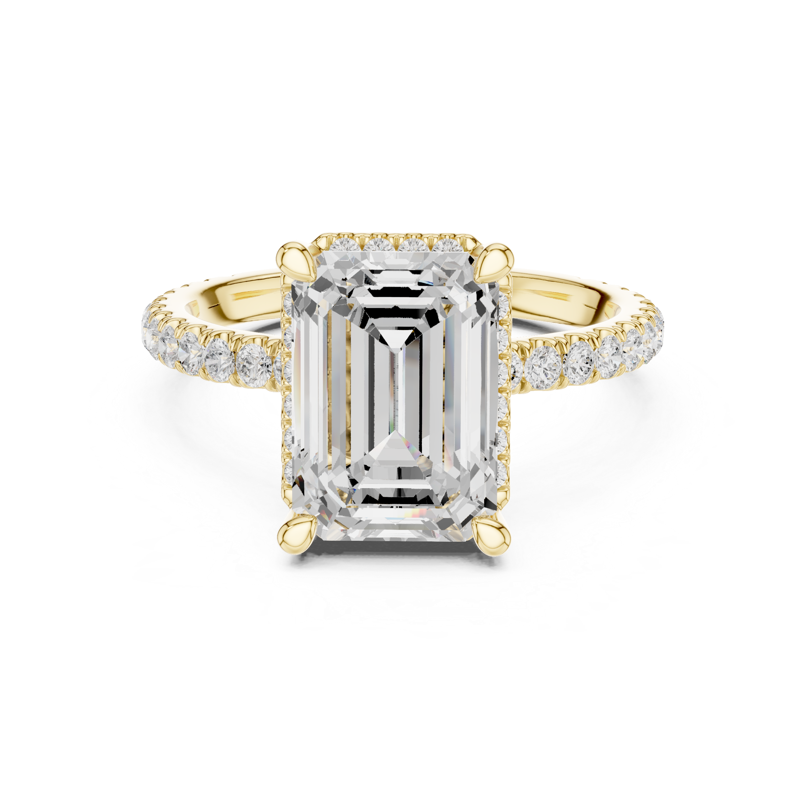Emerald Cut Engagement Ring with Hidden Halo
