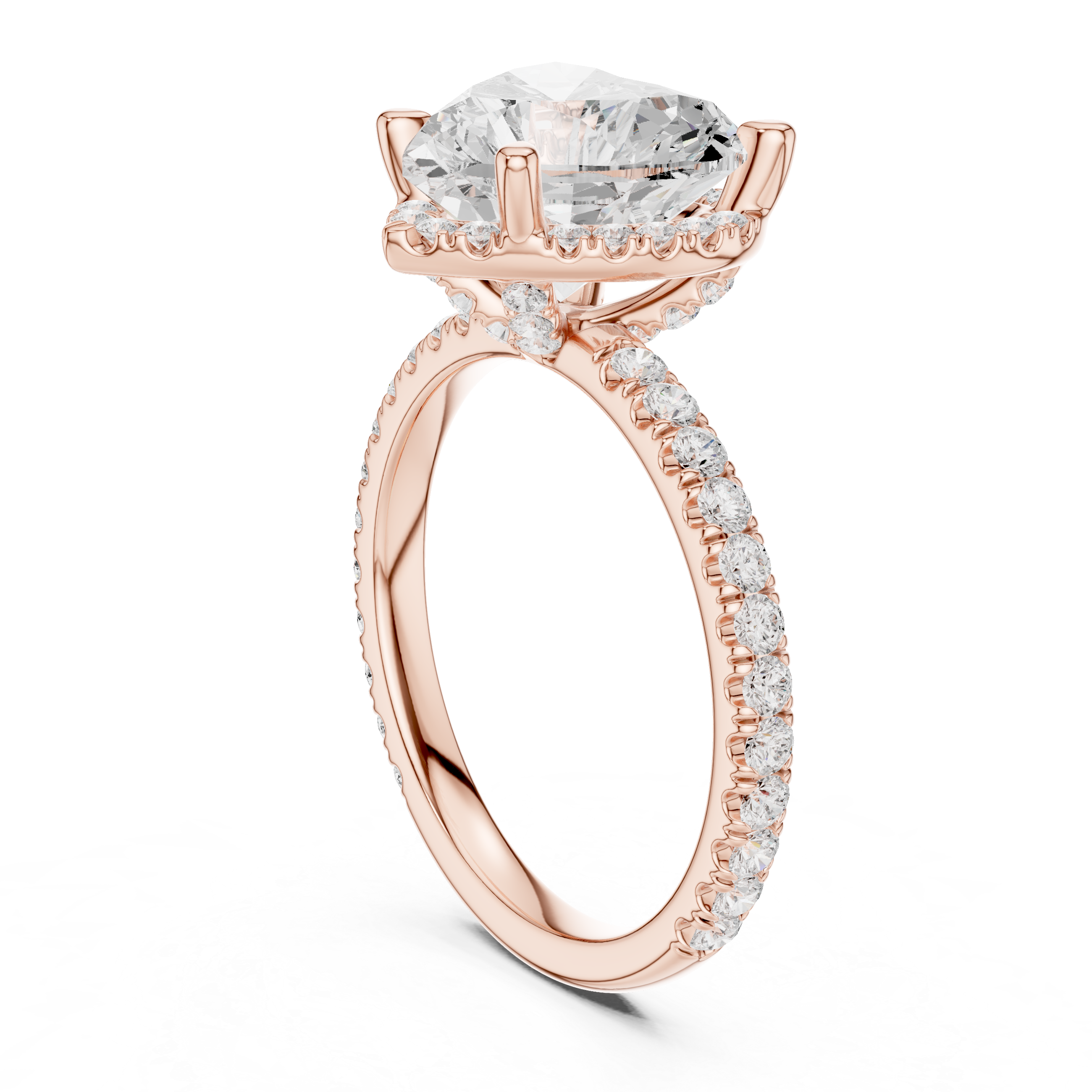 Heart Cut Engagement Ring with Hidden Halo