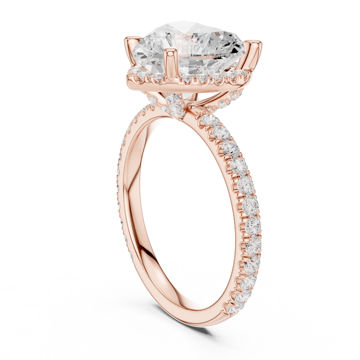 Heart Cut Engagement Ring with Hidden Halo