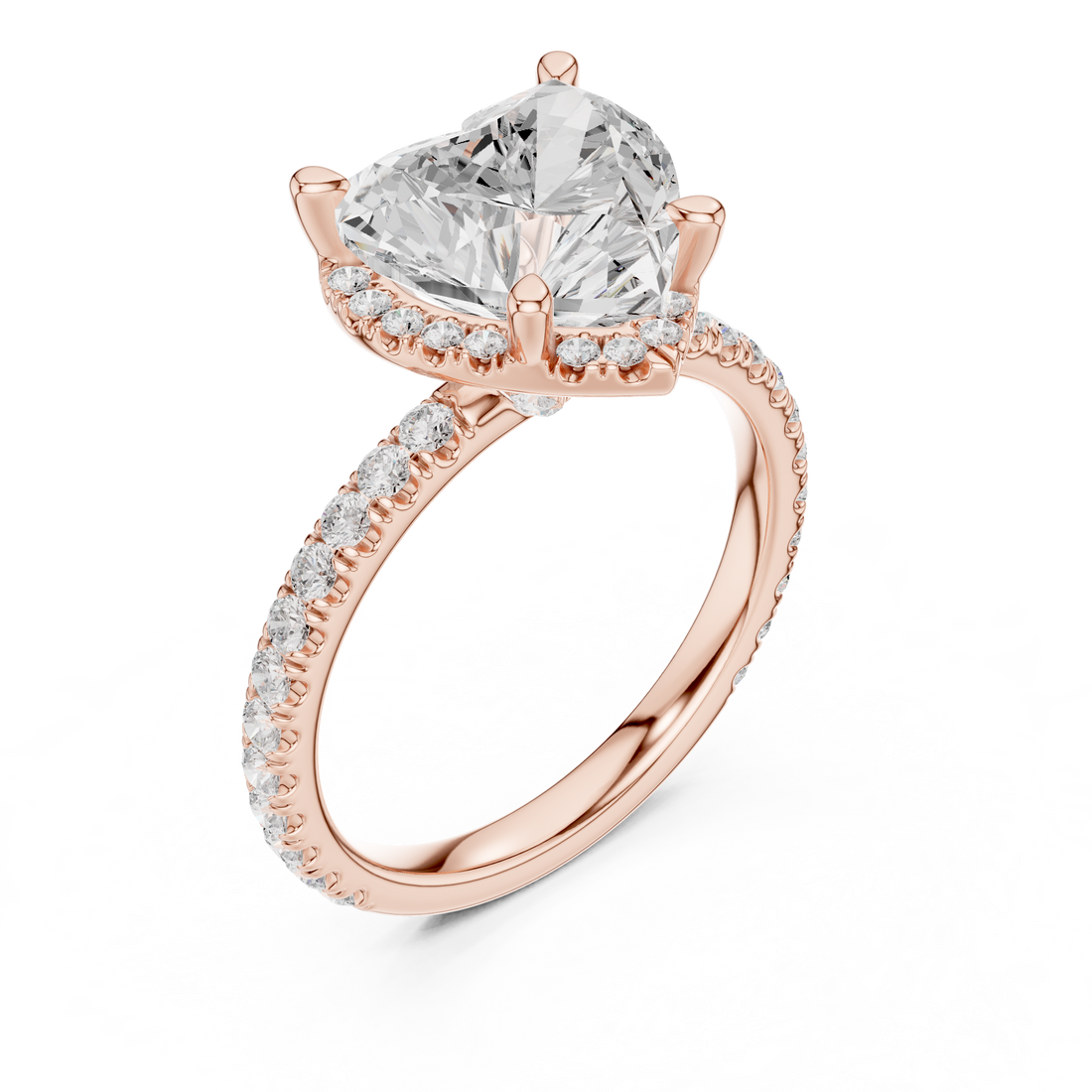 Heart Cut Engagement Ring with Hidden Halo