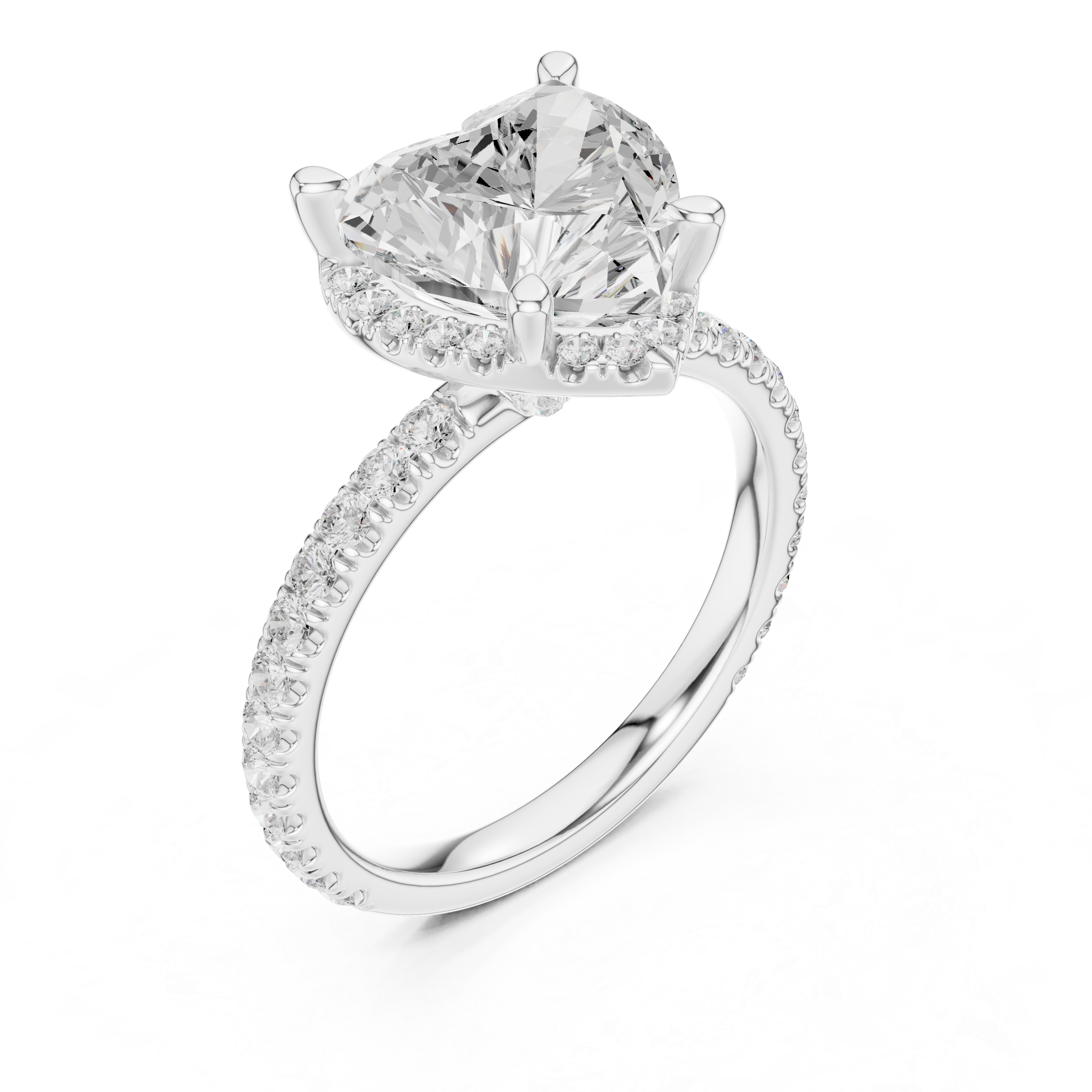 Heart Cut Engagement Ring with Hidden Halo